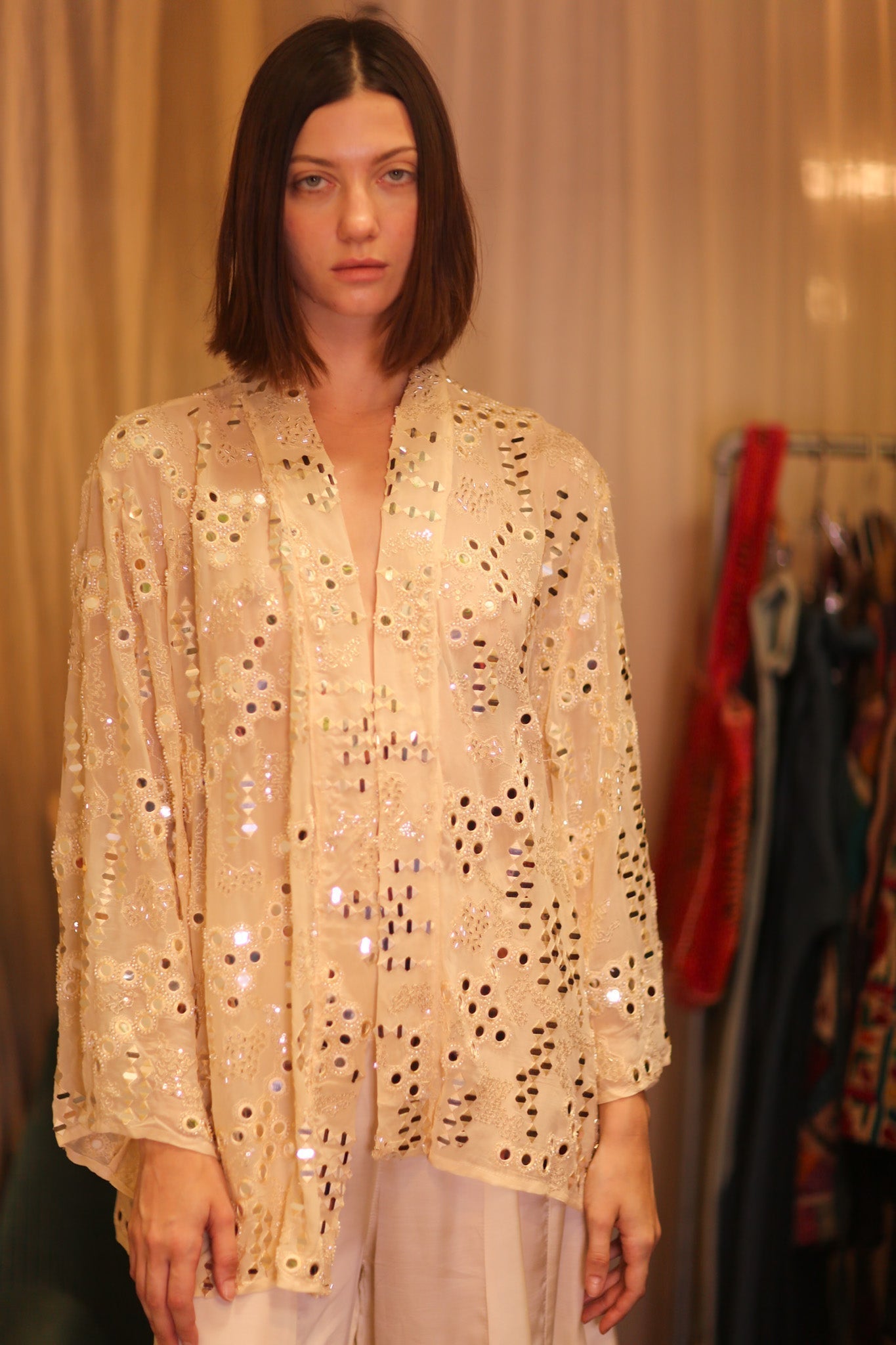 EMBROIDERED SHORT SILK KIMONO MOOSTAL - MOMO STUDIO BERLIN - Berlin Concept Store - sustainable & ethical fashion