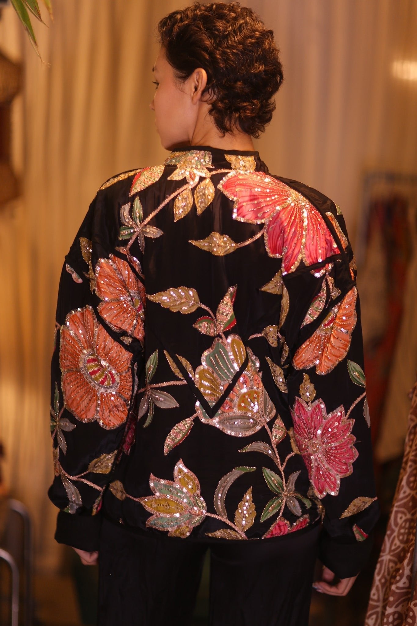 EMBROIDERED SILK JACKET MAYANI - sustainably made MOMO NEW YORK sustainable clothing, coatandjacket slow fashion