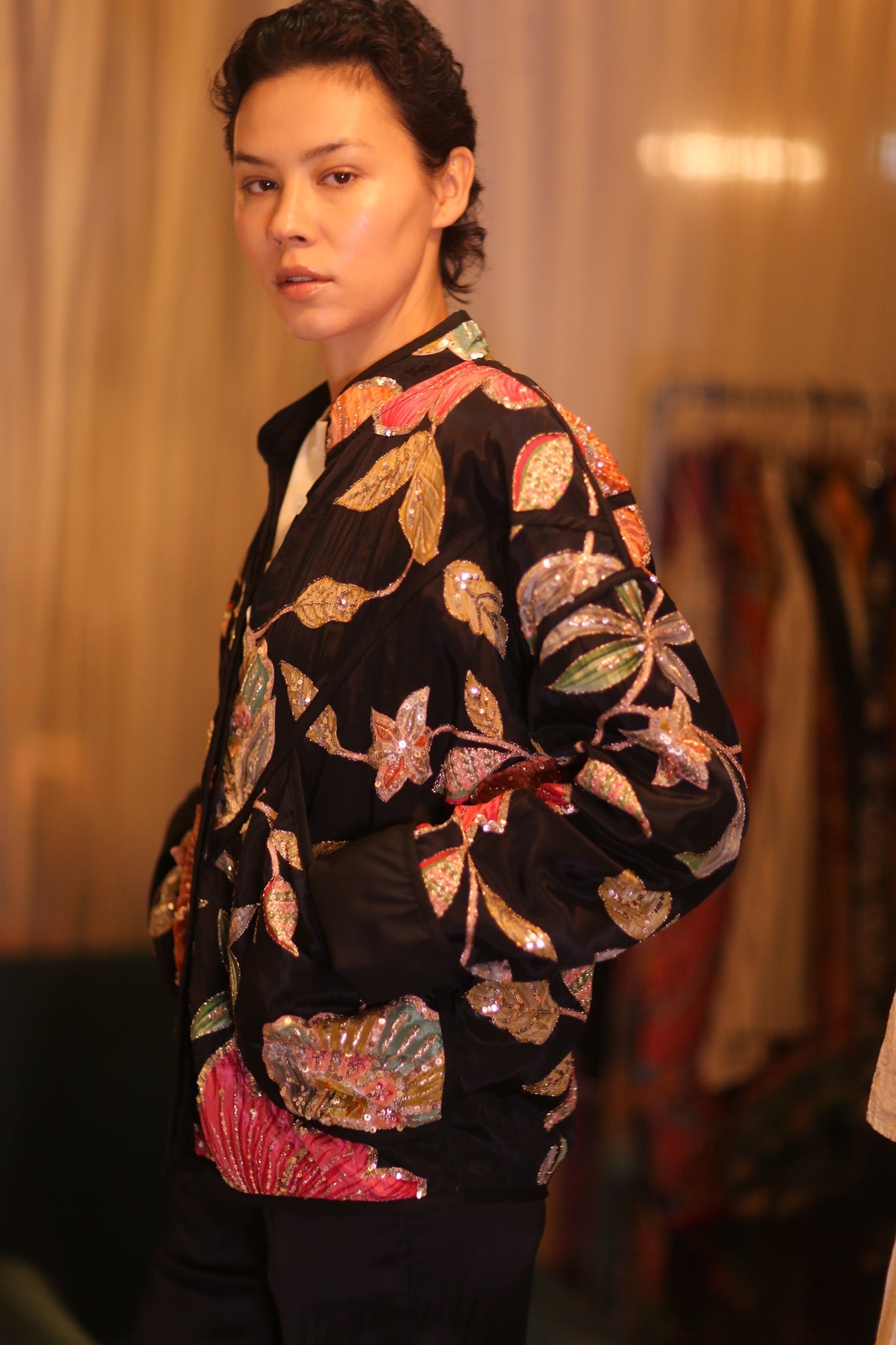 EMBROIDERED SILK JACKET MAYANI - sustainably made MOMO NEW YORK sustainable clothing, coatandjacket slow fashion