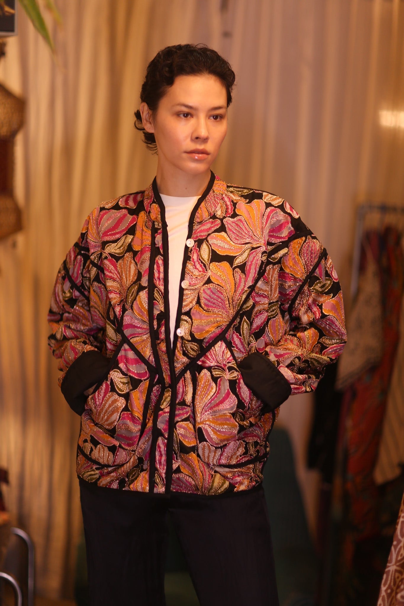 EMBROIDERED SILK JACKET WYNE - sustainably made MOMO NEW YORK sustainable clothing, coatandjacket slow fashion