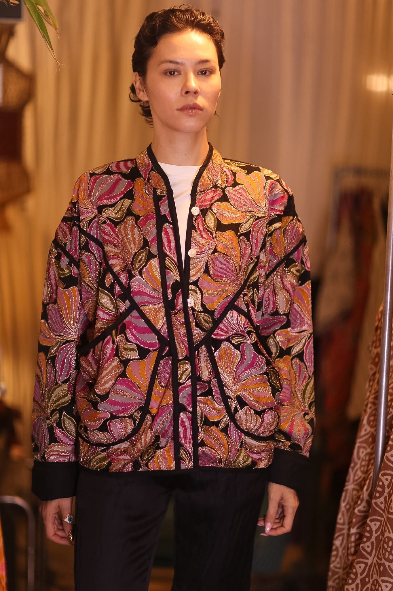 EMBROIDERED SILK JACKET WYNE - sustainably made MOMO NEW YORK sustainable clothing, coatandjacket slow fashion
