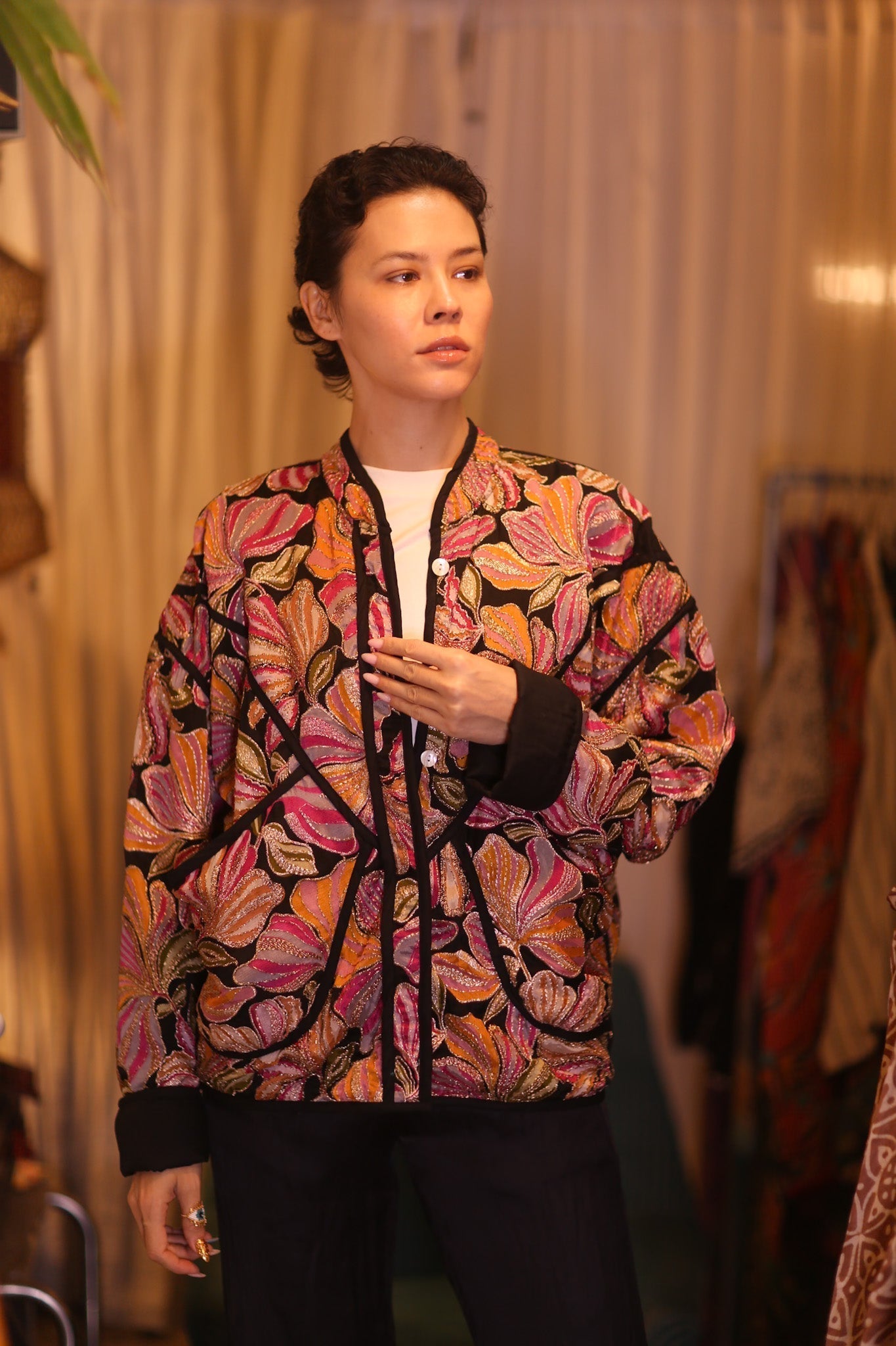 EMBROIDERED SILK JACKET WYNE - sustainably made MOMO NEW YORK sustainable clothing, coatandjacket slow fashion