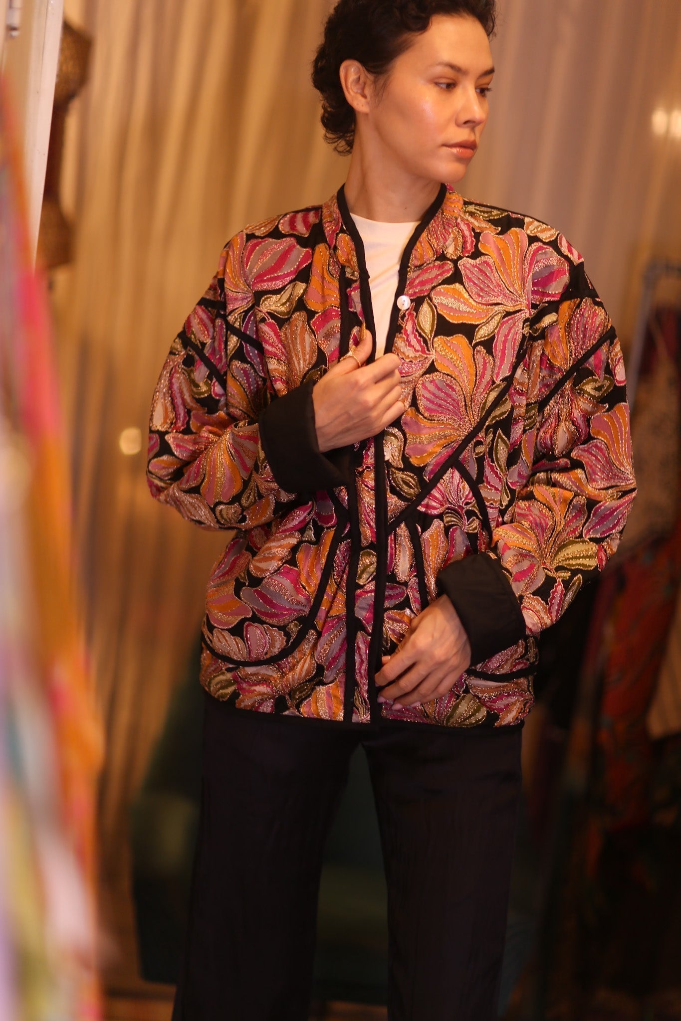 EMBROIDERED SILK JACKET WYNE - sustainably made MOMO NEW YORK sustainable clothing, coatandjacket slow fashion