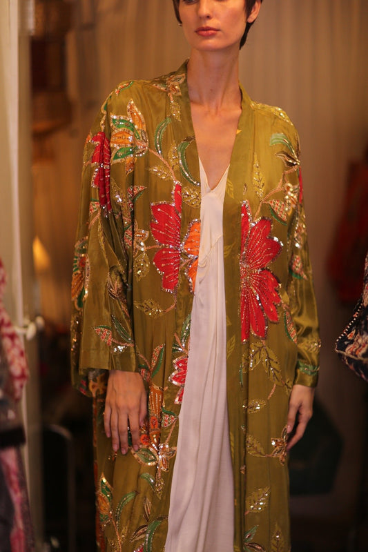 EMBROIDERED SILK KIMONO ROSE GABRIEL - MOMO STUDIO BERLIN - Berlin Concept Store - sustainable & ethical fashion