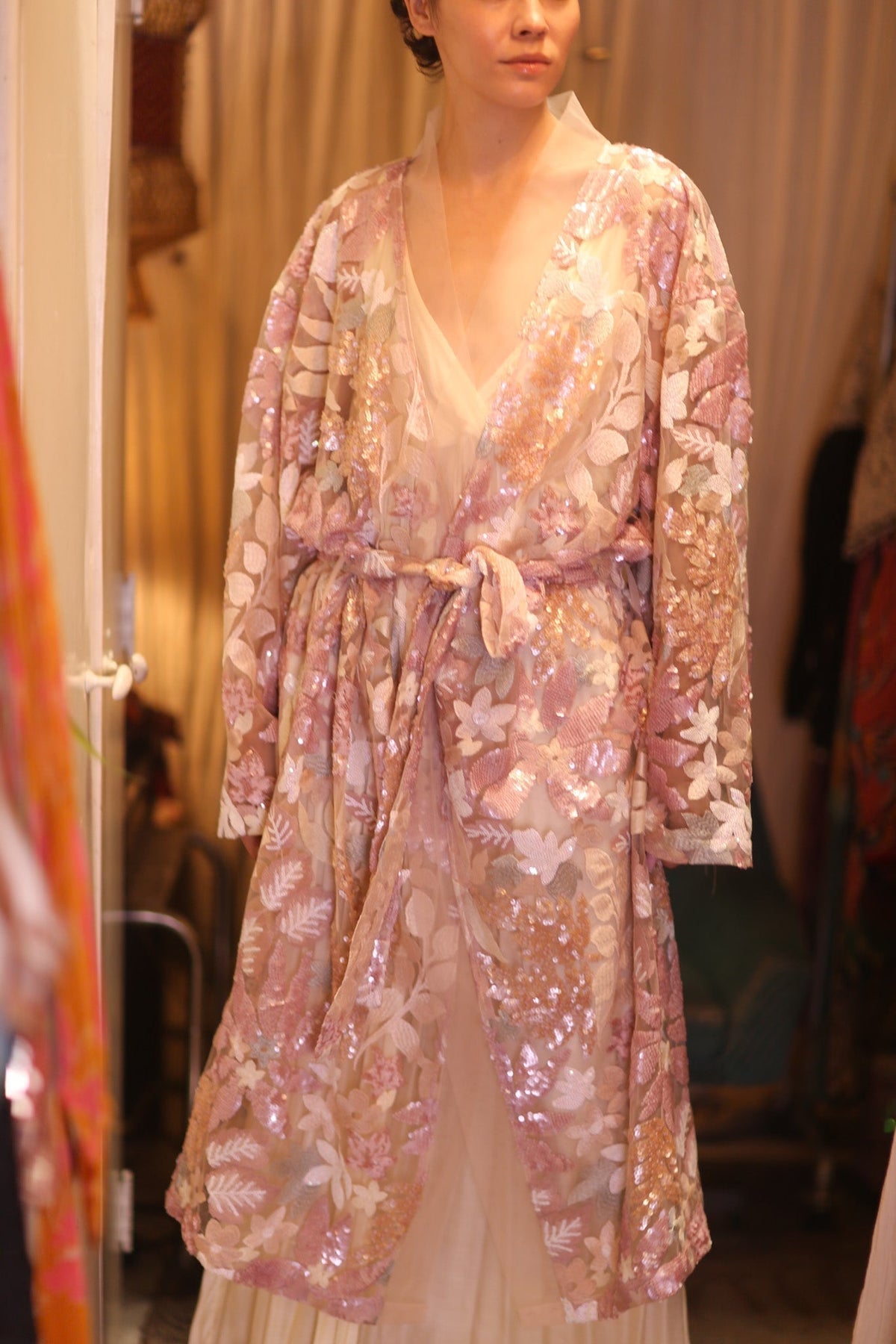 EMBROIDERED SILK LONG KIMONO ATOMI - MOMO STUDIO BERLIN - Berlin Concept Store - sustainable & ethical fashion