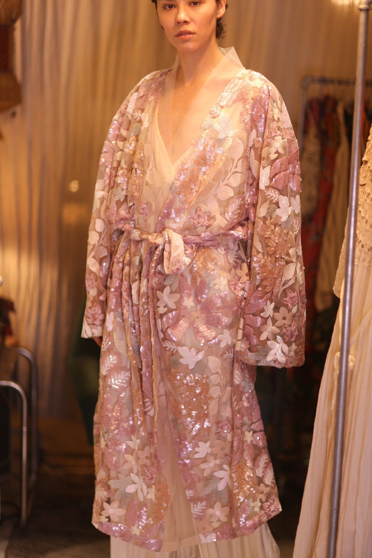 EMBROIDERED SILK LONG KIMONO ATOMI - MOMO STUDIO BERLIN - Berlin Concept Store - sustainable & ethical fashion