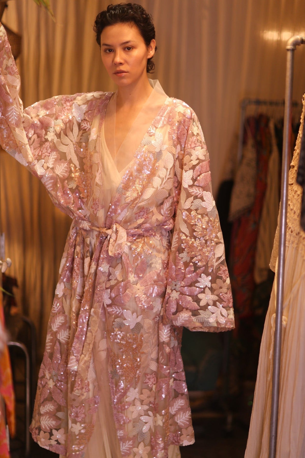 EMBROIDERED SILK LONG KIMONO ATOMI - MOMO STUDIO BERLIN - Berlin Concept Store - sustainable & ethical fashion