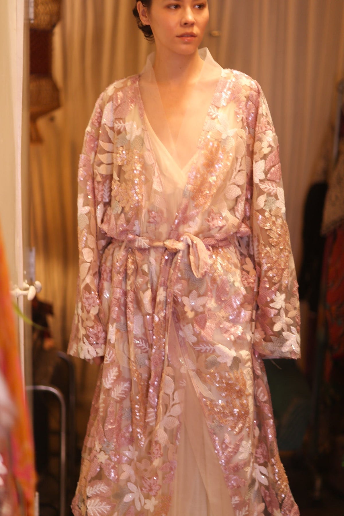 EMBROIDERED SILK LONG KIMONO ATOMI - MOMO STUDIO BERLIN - Berlin Concept Store - sustainable & ethical fashion