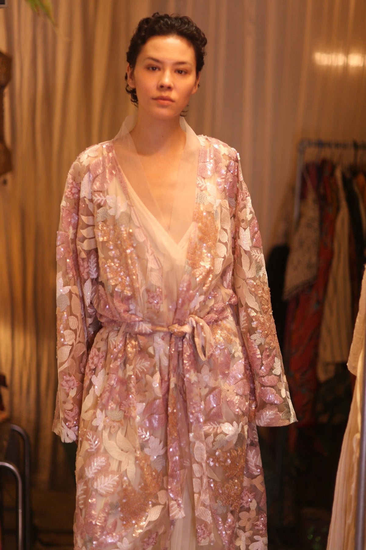 EMBROIDERED SILK LONG KIMONO ATOMI - MOMO STUDIO BERLIN - Berlin Concept Store - sustainable & ethical fashion