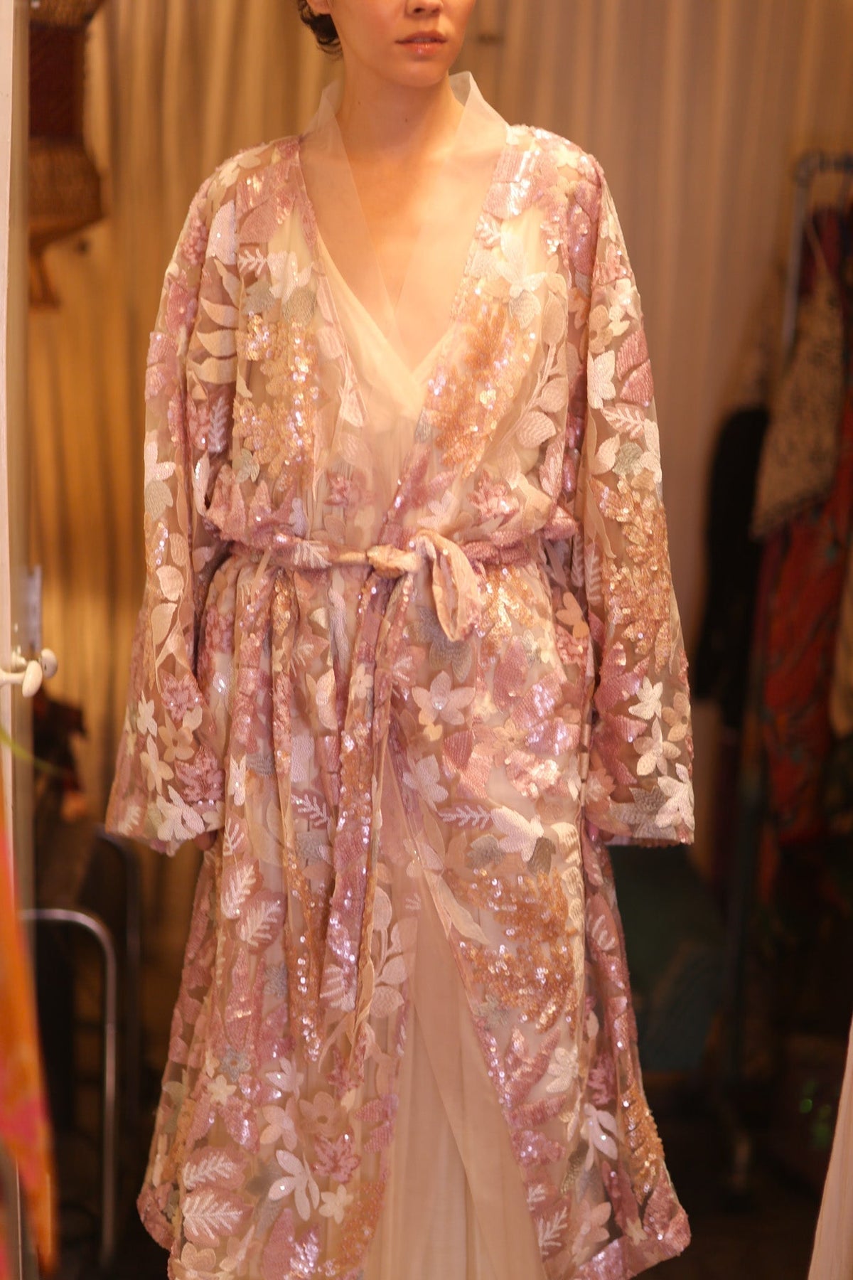 EMBROIDERED SILK LONG KIMONO ATOMI - MOMO STUDIO BERLIN - Berlin Concept Store - sustainable & ethical fashion