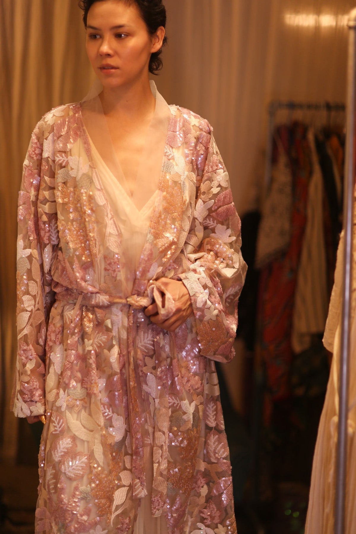 EMBROIDERED SILK LONG KIMONO ATOMI - MOMO STUDIO BERLIN - Berlin Concept Store - sustainable & ethical fashion