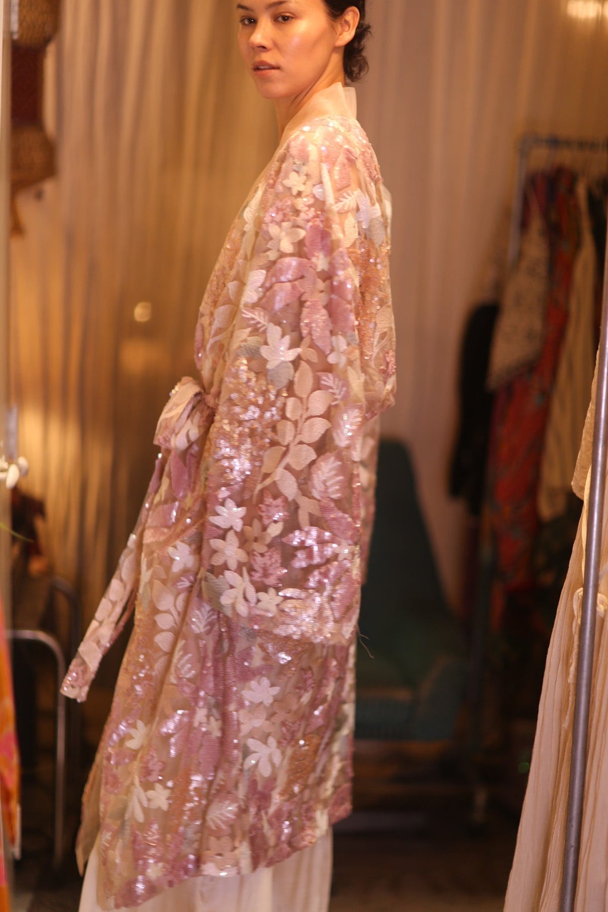 EMBROIDERED SILK LONG KIMONO ATOMI - MOMO STUDIO BERLIN - Berlin Concept Store - sustainable & ethical fashion