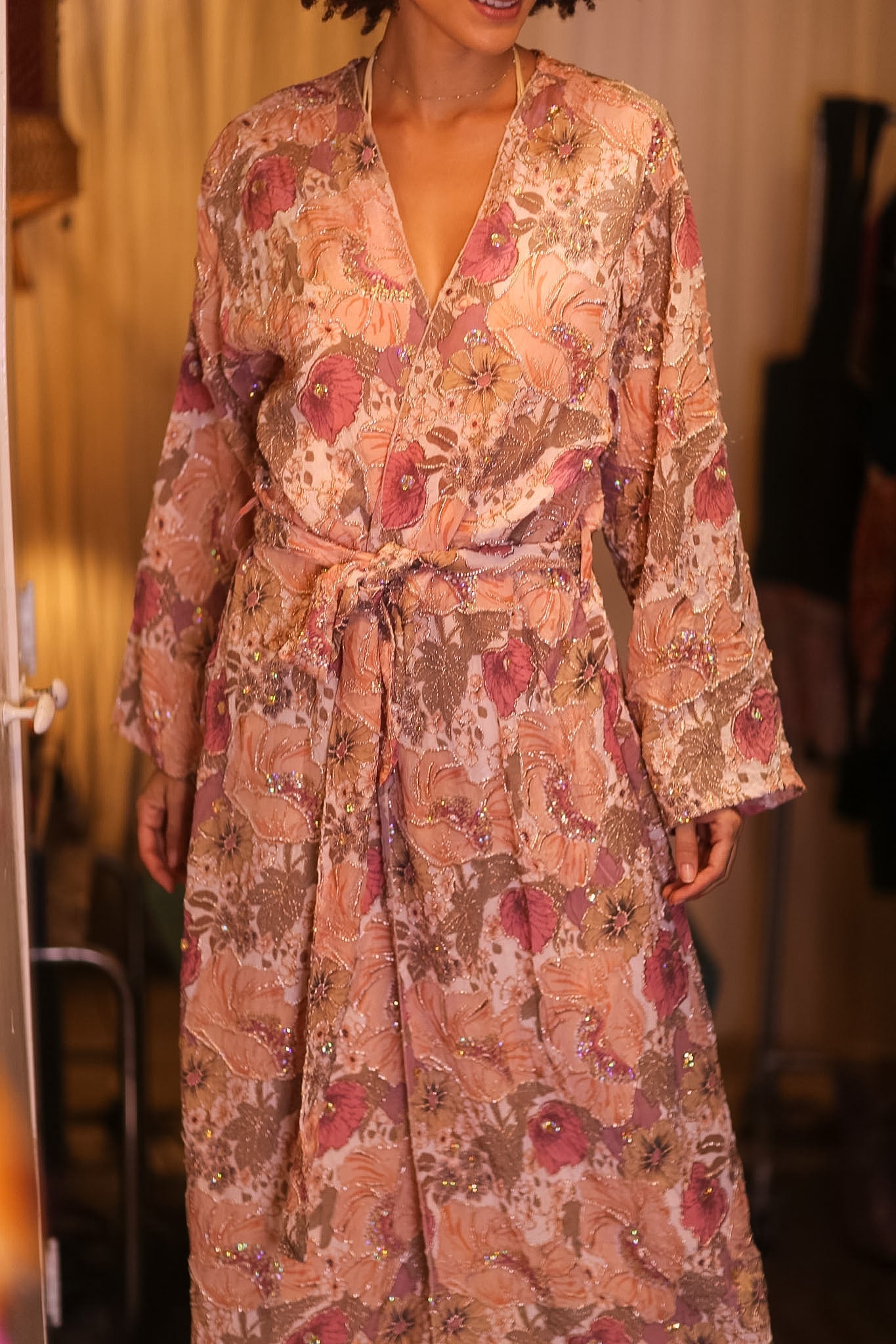 EMBROIDERED SILK LONG KIMONO CONTANCA IRIS - MOMO STUDIO BERLIN - Berlin Concept Store - sustainable & ethical fashion