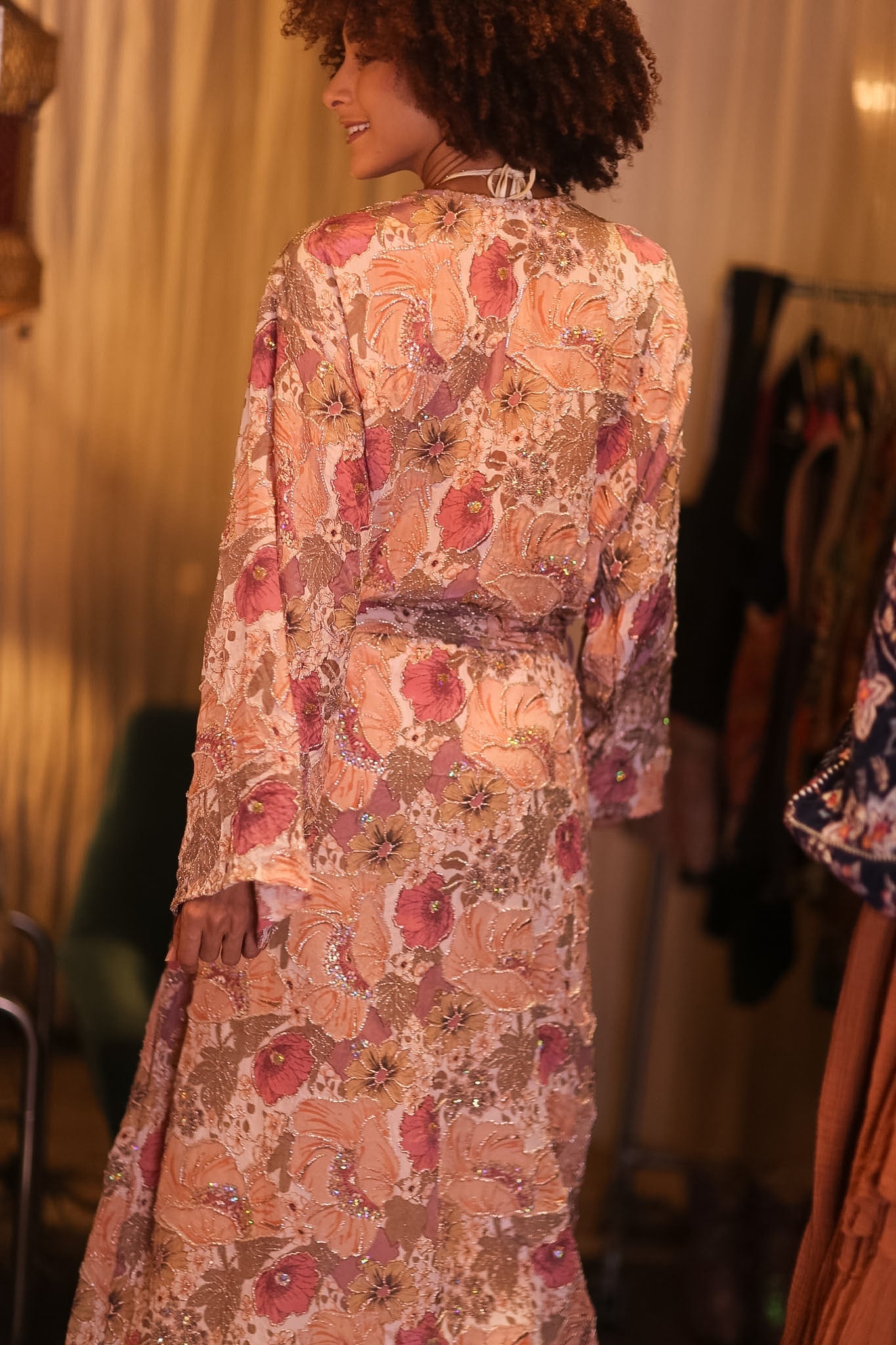 EMBROIDERED SILK LONG KIMONO CONTANCA IRIS - MOMO STUDIO BERLIN - Berlin Concept Store - sustainable & ethical fashion