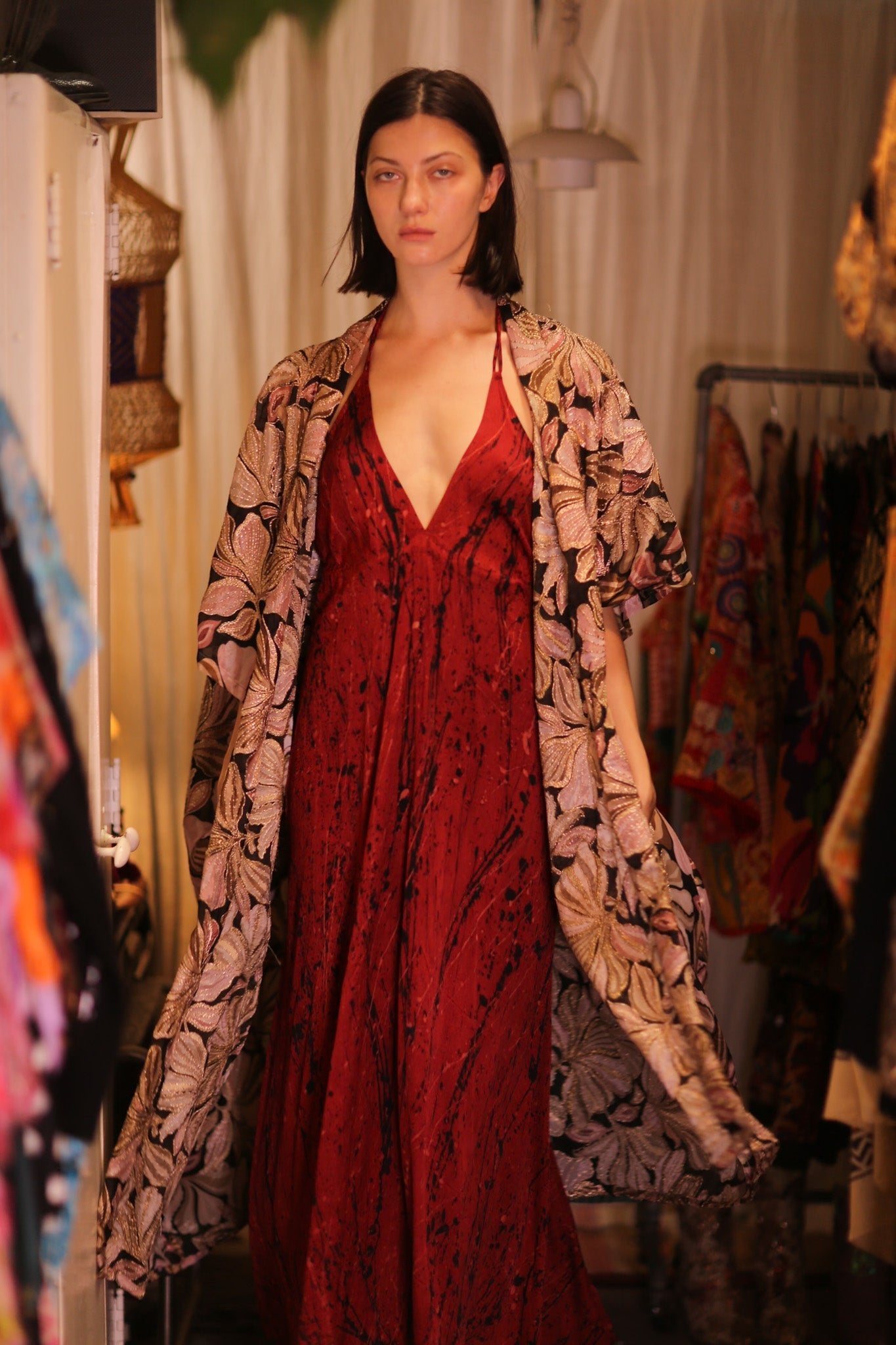 EMBROIDERED SILK NOVELTY KIMONO BEAMS - MOMO STUDIO BERLIN - Berlin Concept Store - sustainable & ethical fashion