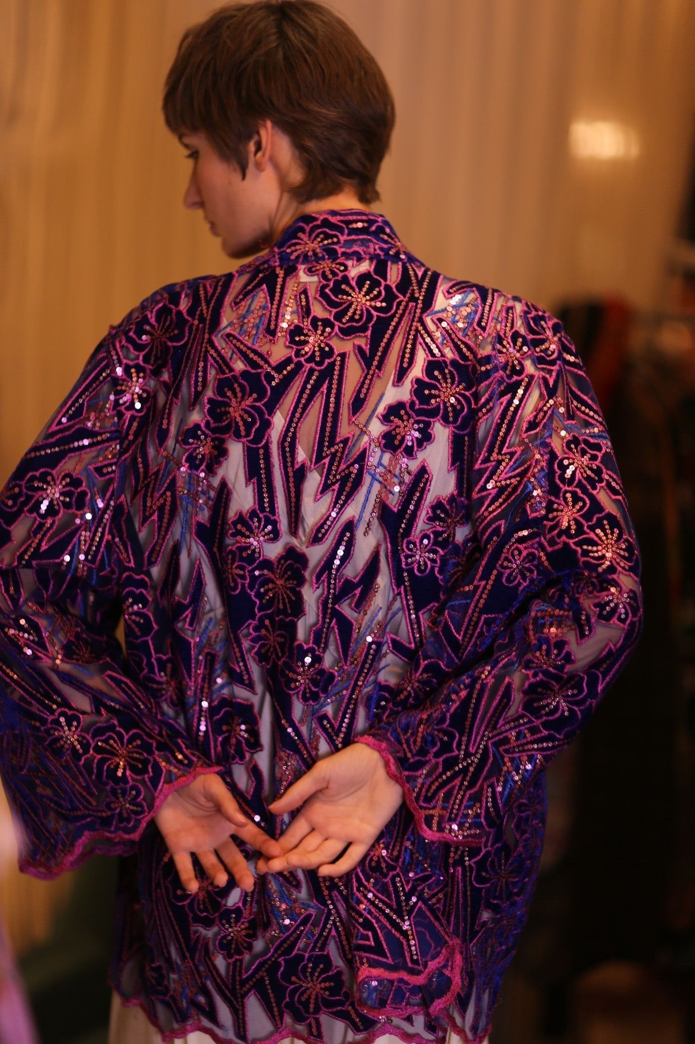 EMBROIDERED SILK SHORT KIMONO ANGEL - MOMO STUDIO BERLIN - Berlin Concept Store - sustainable & ethical fashion