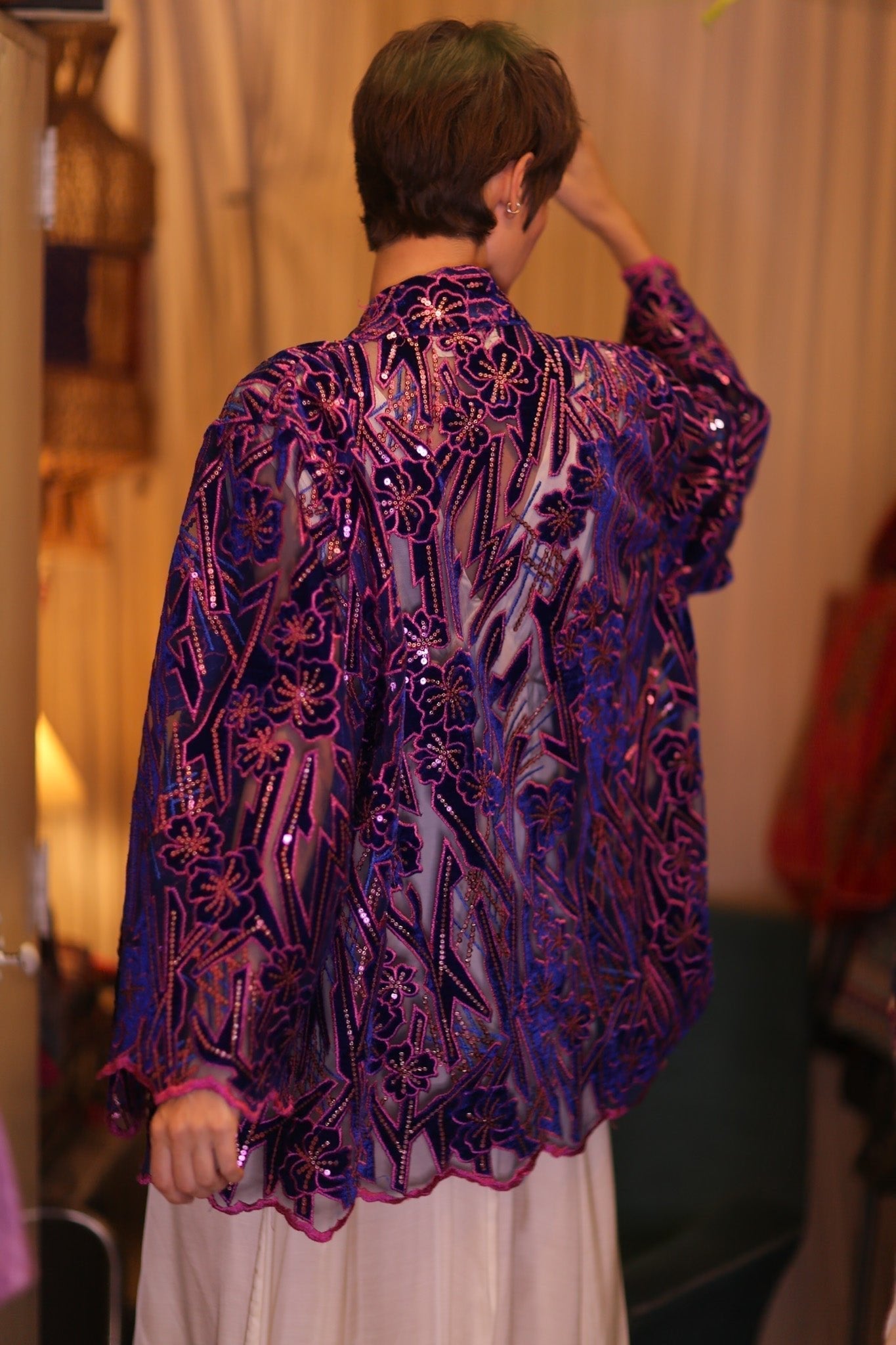 EMBROIDERED SILK SHORT KIMONO ANGEL - MOMO STUDIO BERLIN - Berlin Concept Store - sustainable & ethical fashion