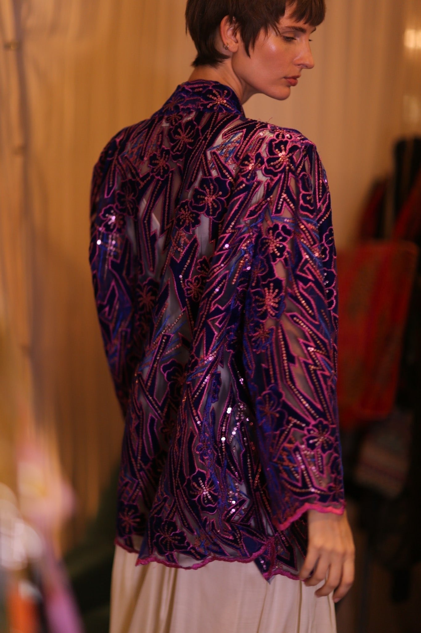 EMBROIDERED SILK SHORT KIMONO ANGEL - MOMO STUDIO BERLIN - Berlin Concept Store - sustainable & ethical fashion