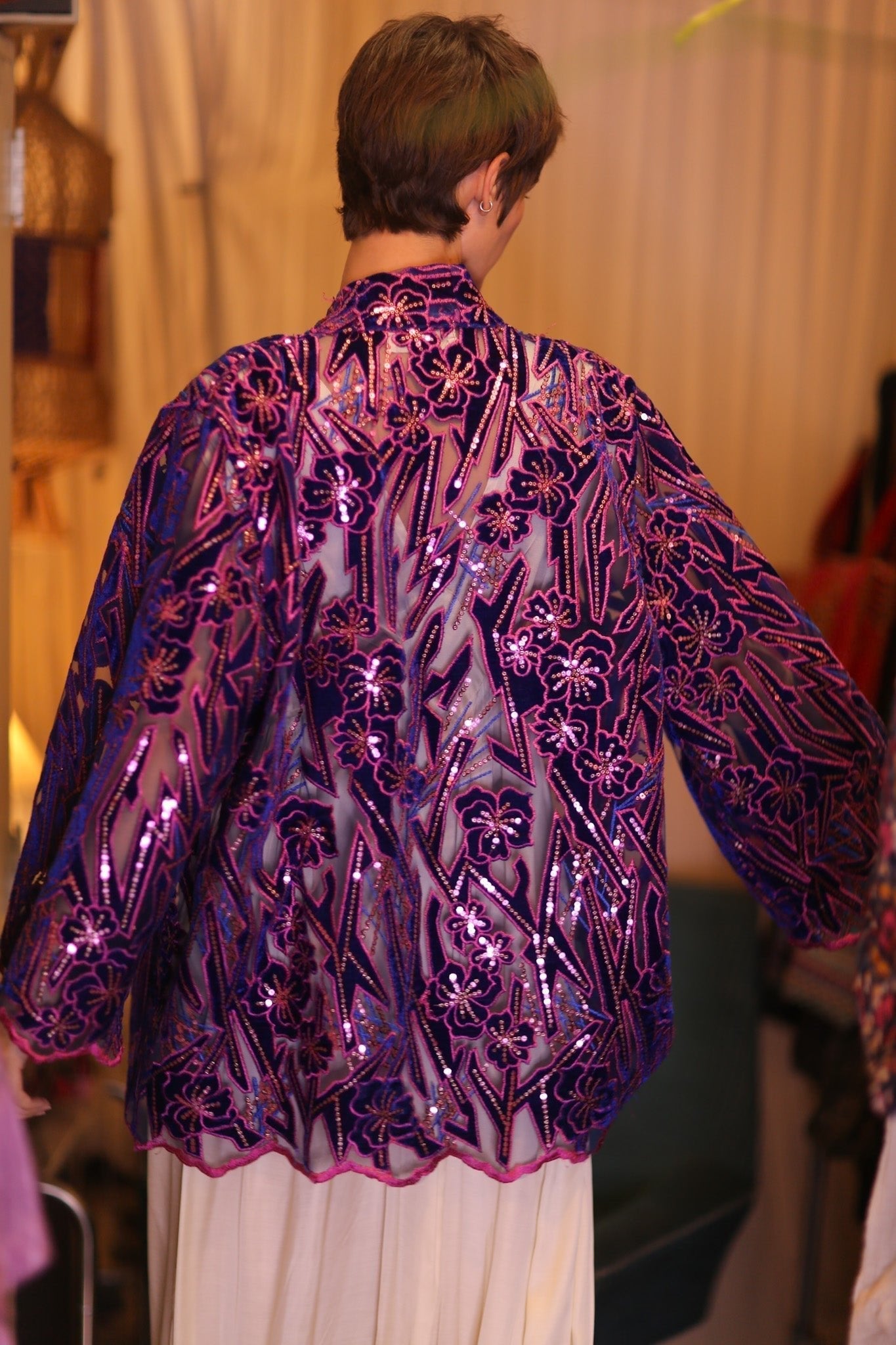 EMBROIDERED SILK SHORT KIMONO ANGEL - MOMO STUDIO BERLIN - Berlin Concept Store - sustainable & ethical fashion