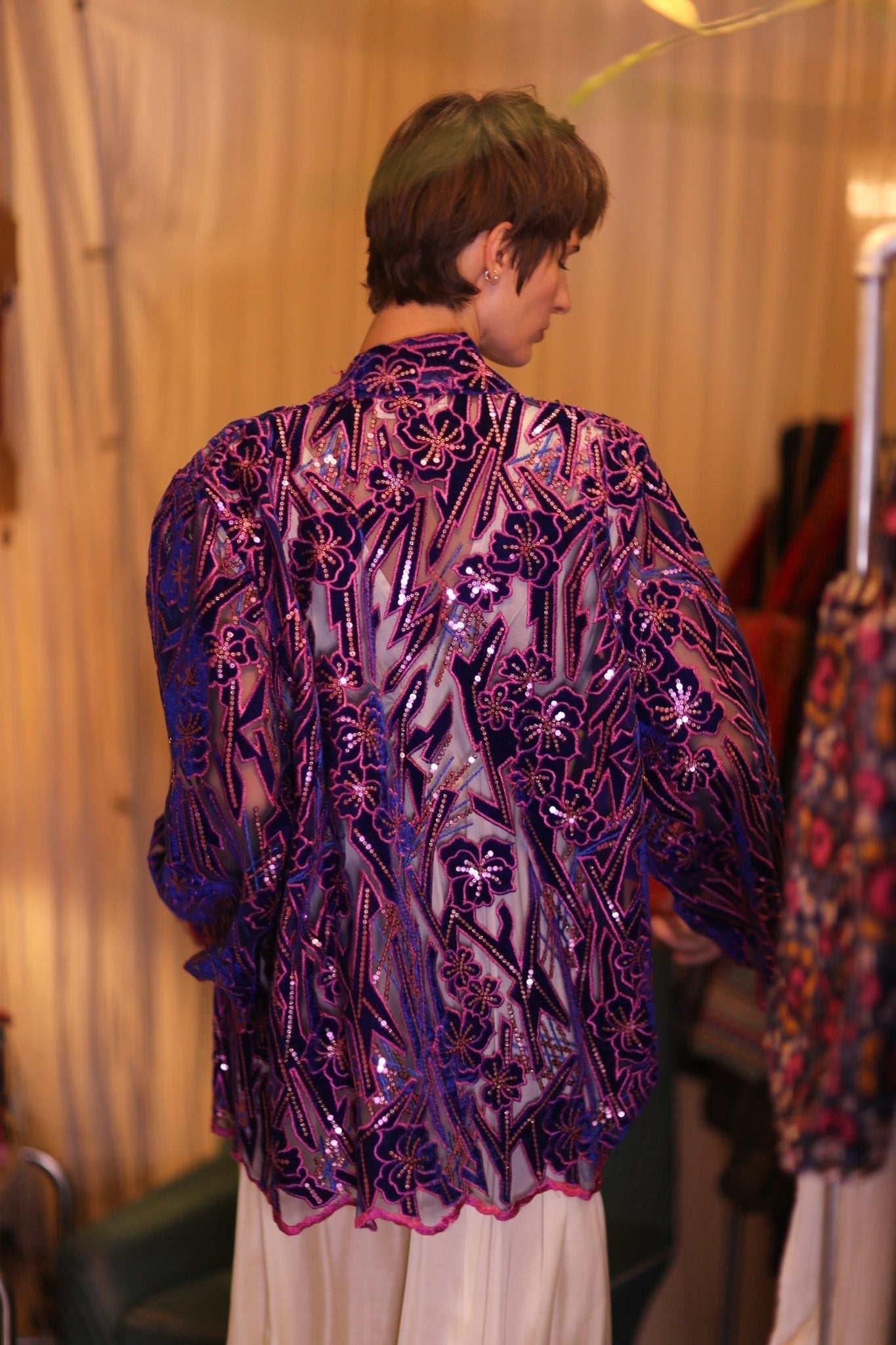 EMBROIDERED SILK SHORT KIMONO ANGEL - MOMO STUDIO BERLIN - Berlin Concept Store - sustainable & ethical fashion