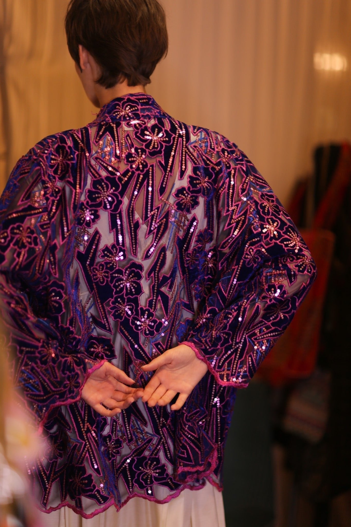 EMBROIDERED SILK SHORT KIMONO ANGEL - MOMO STUDIO BERLIN - Berlin Concept Store - sustainable & ethical fashion