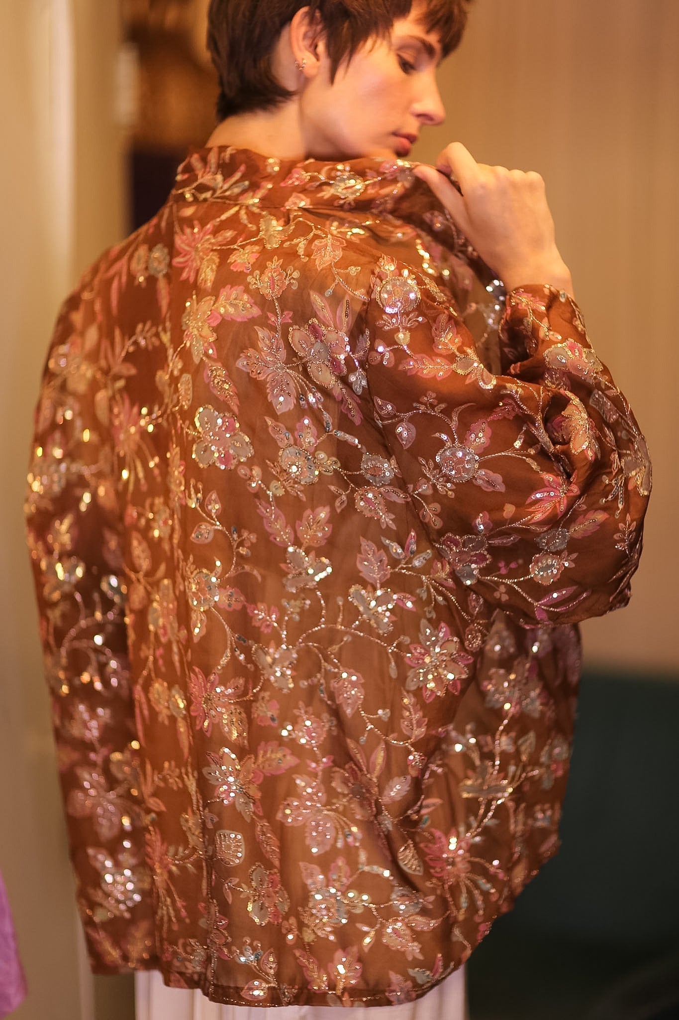 EMBROIDERED SILK SHORT KIMONO SIENNA - MOMO STUDIO BERLIN - Berlin Concept Store - sustainable & ethical fashion