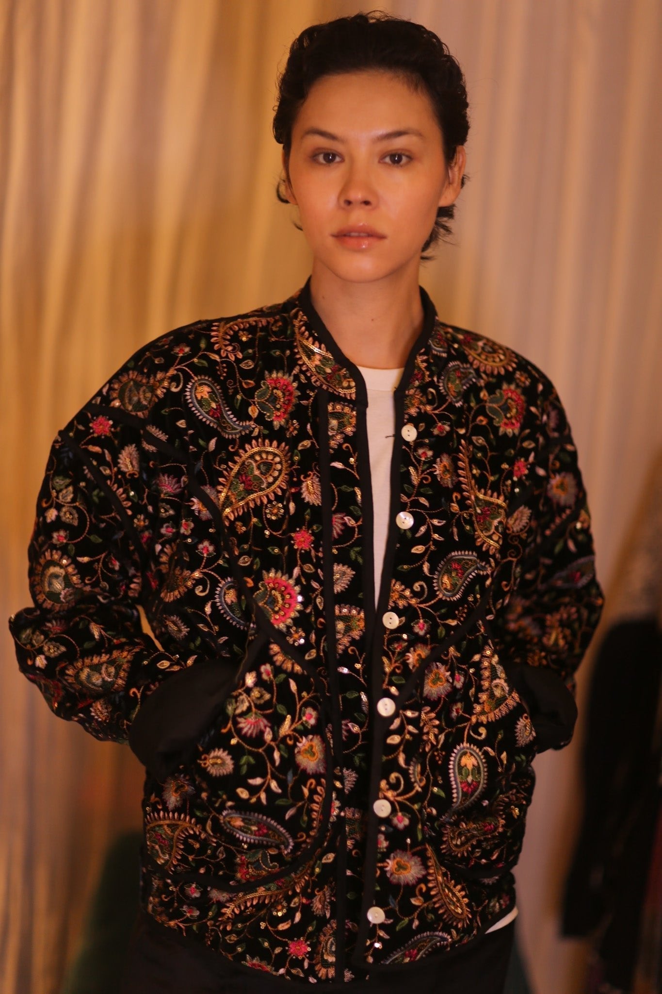 EMBROIDERED VELVET JACKET HYO - sustainably made MOMO NEW YORK sustainable clothing, coatandjacket slow fashion
