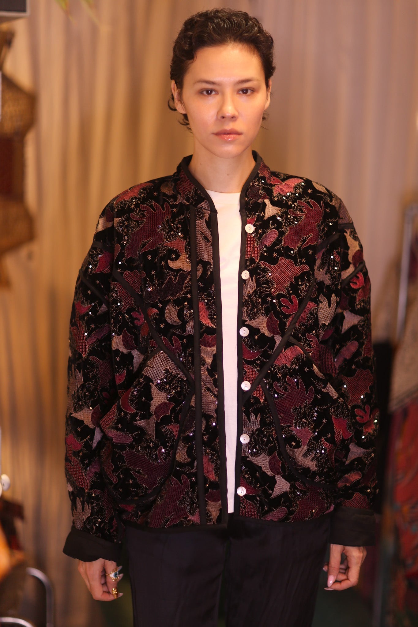 EMBROIDERED VELVET JACKET NYX - sustainably made MOMO NEW YORK sustainable clothing, coatandjacket slow fashion
