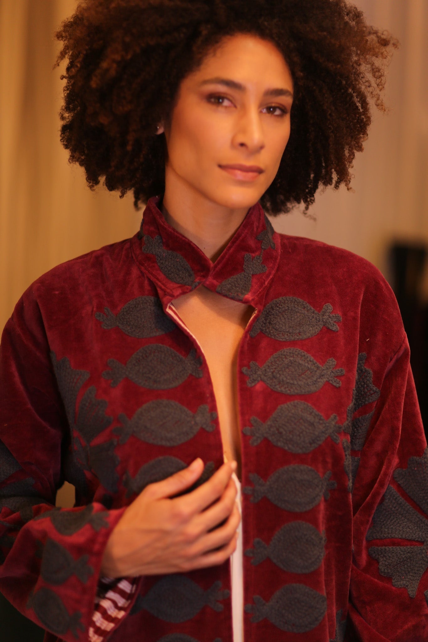 EMBROIDERED VELVET LONG COAT MISCHAK NFAI - MOMO STUDIO BERLIN - Berlin Concept Store - sustainable & ethical fashion