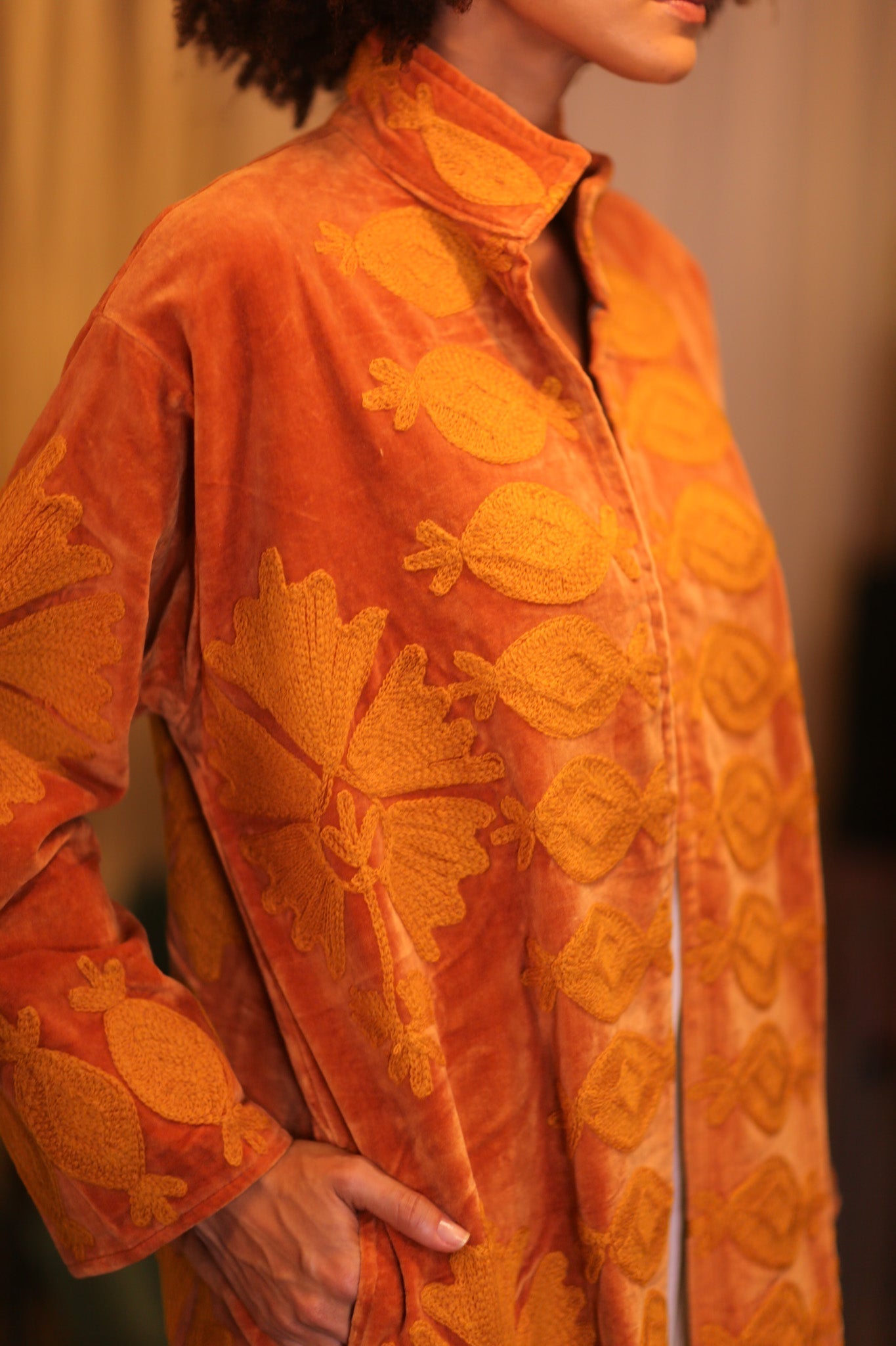 EMBROIDERED VELVET LONG COAT MISCHAL PDIN - MOMO STUDIO BERLIN - Berlin Concept Store - sustainable & ethical fashion