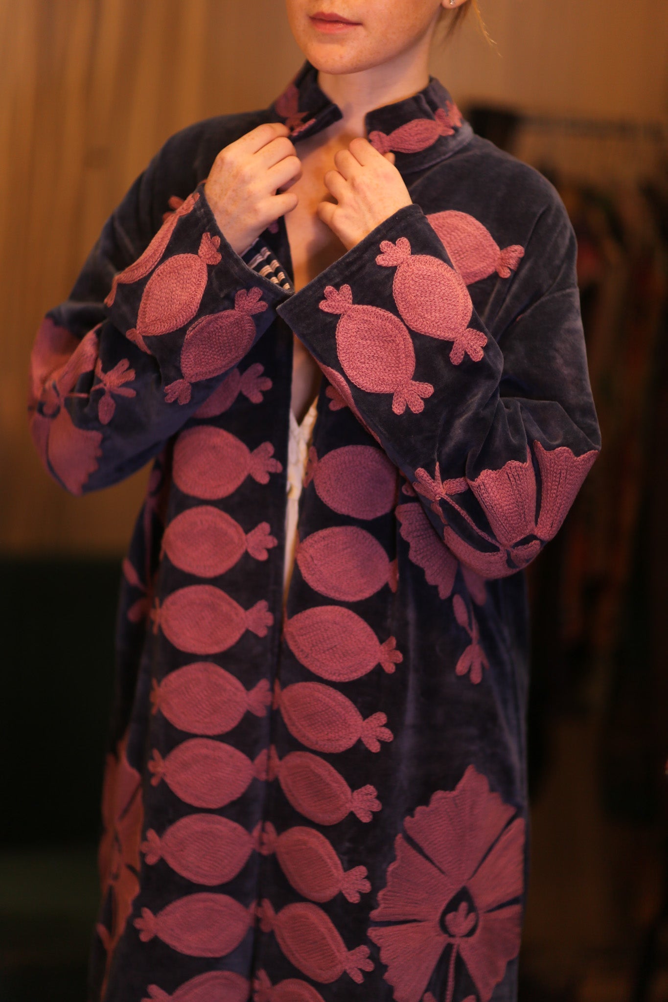 EMBROIDERED VELVET LONG COAT MISCHKA BAYDAR - MOMO STUDIO BERLIN - Berlin Concept Store - sustainable & ethical fashion