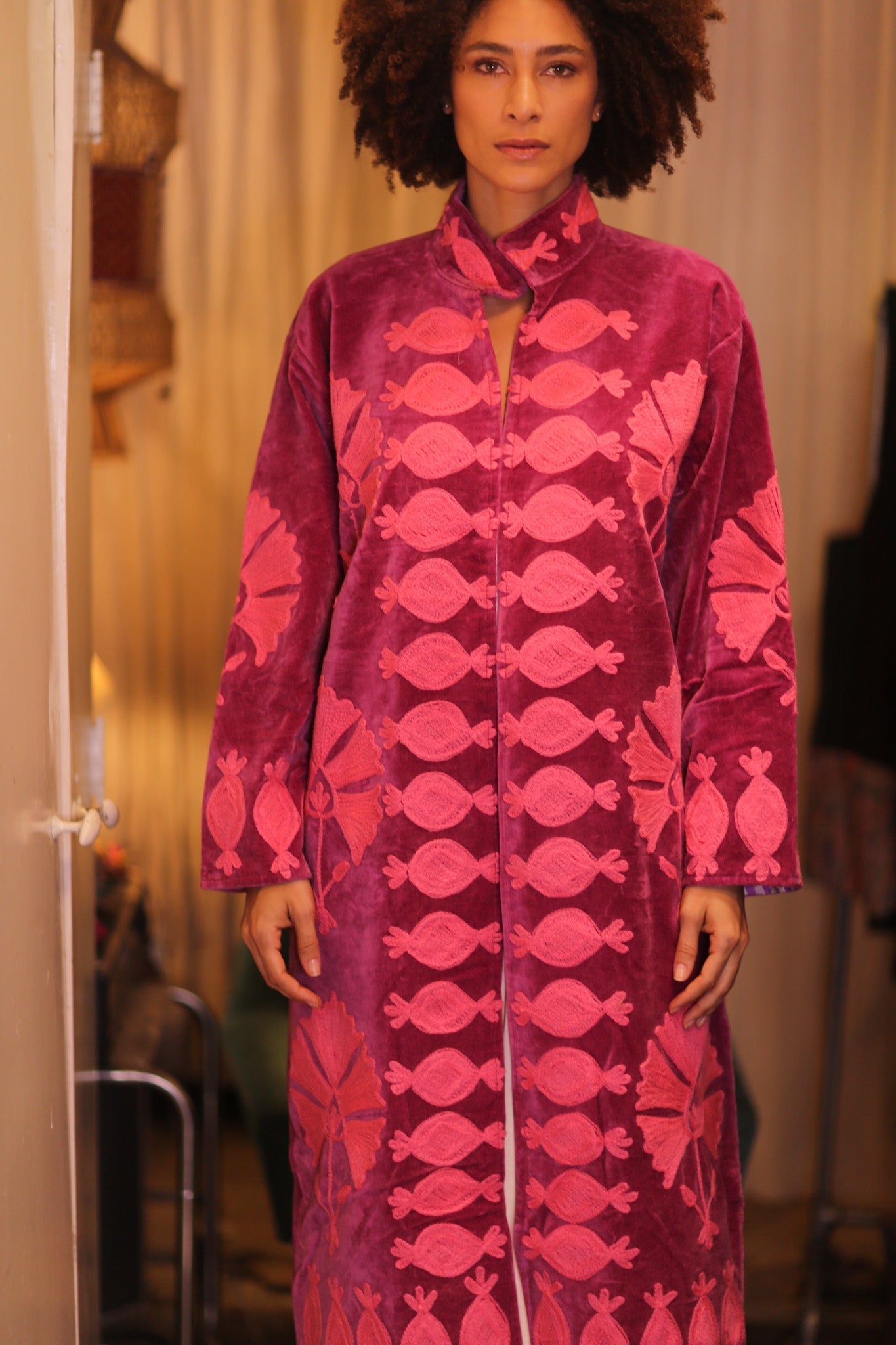 EMBROIDERED VELVET LONG COAT MISCHKA EMI - MOMO STUDIO BERLIN - Berlin Concept Store - sustainable & ethical fashion