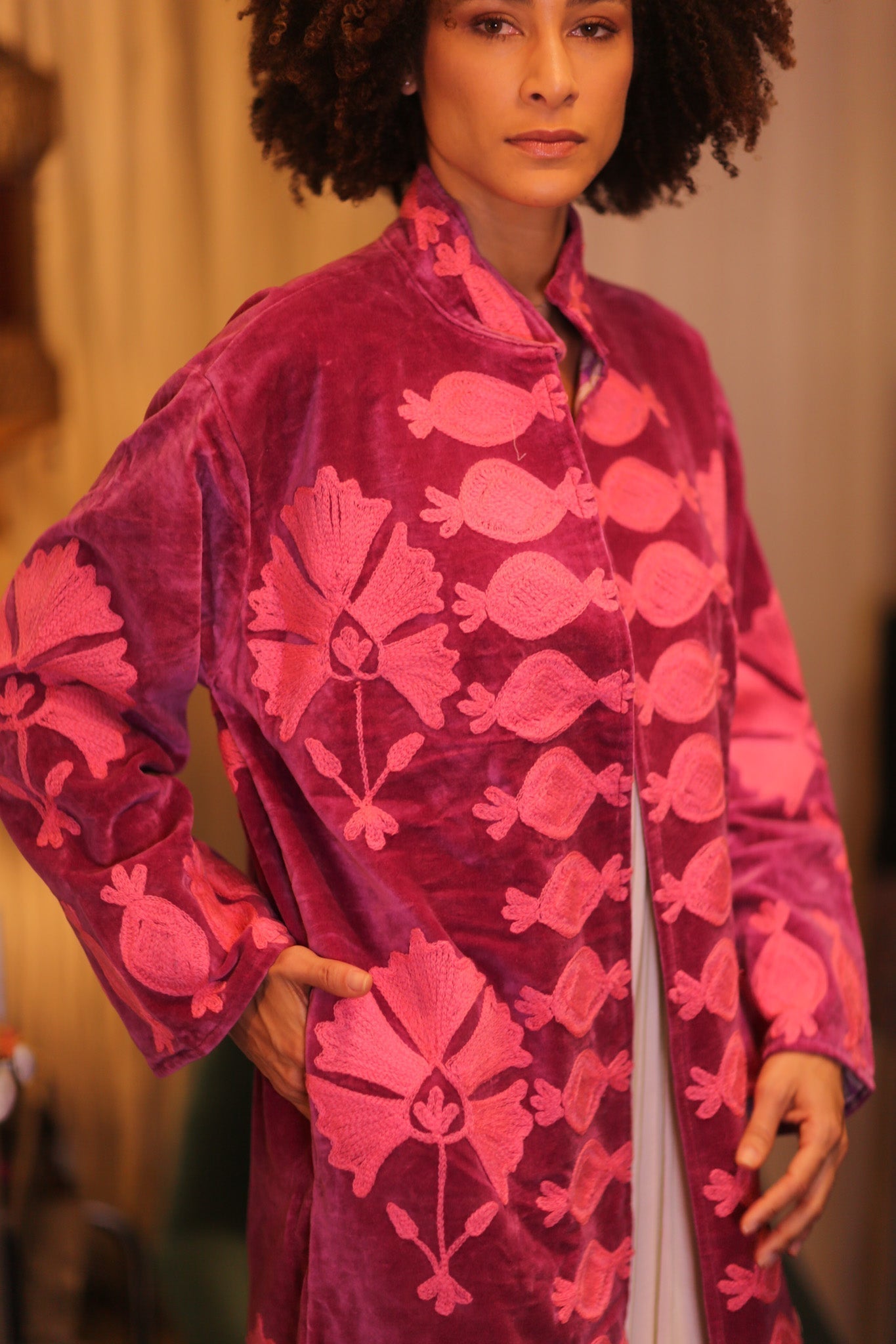 EMBROIDERED VELVET LONG COAT MISCHKA EMI - MOMO STUDIO BERLIN - Berlin Concept Store - sustainable & ethical fashion