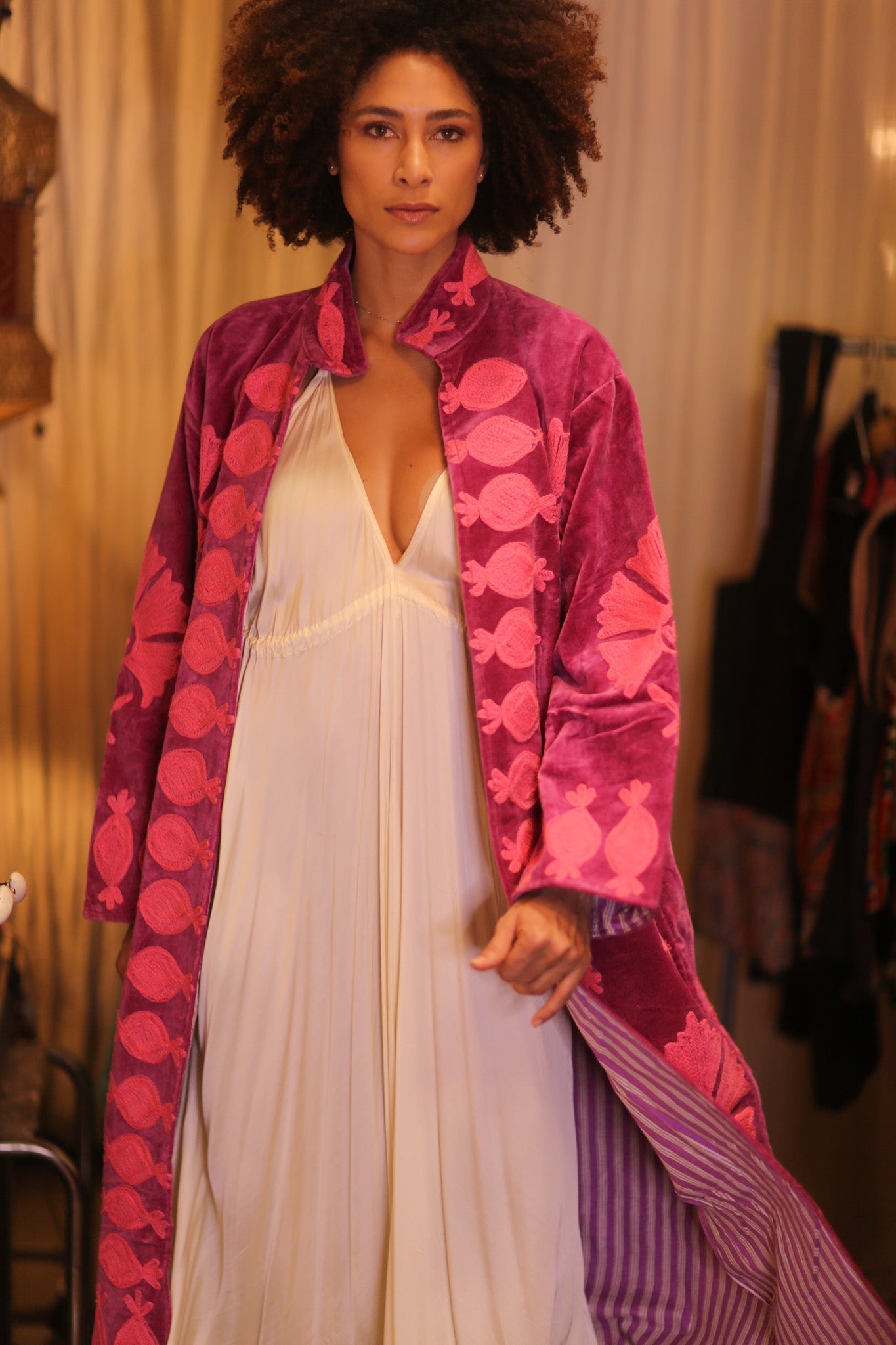 EMBROIDERED VELVET LONG COAT MISCHKA EMI - MOMO STUDIO BERLIN - Berlin Concept Store - sustainable & ethical fashion