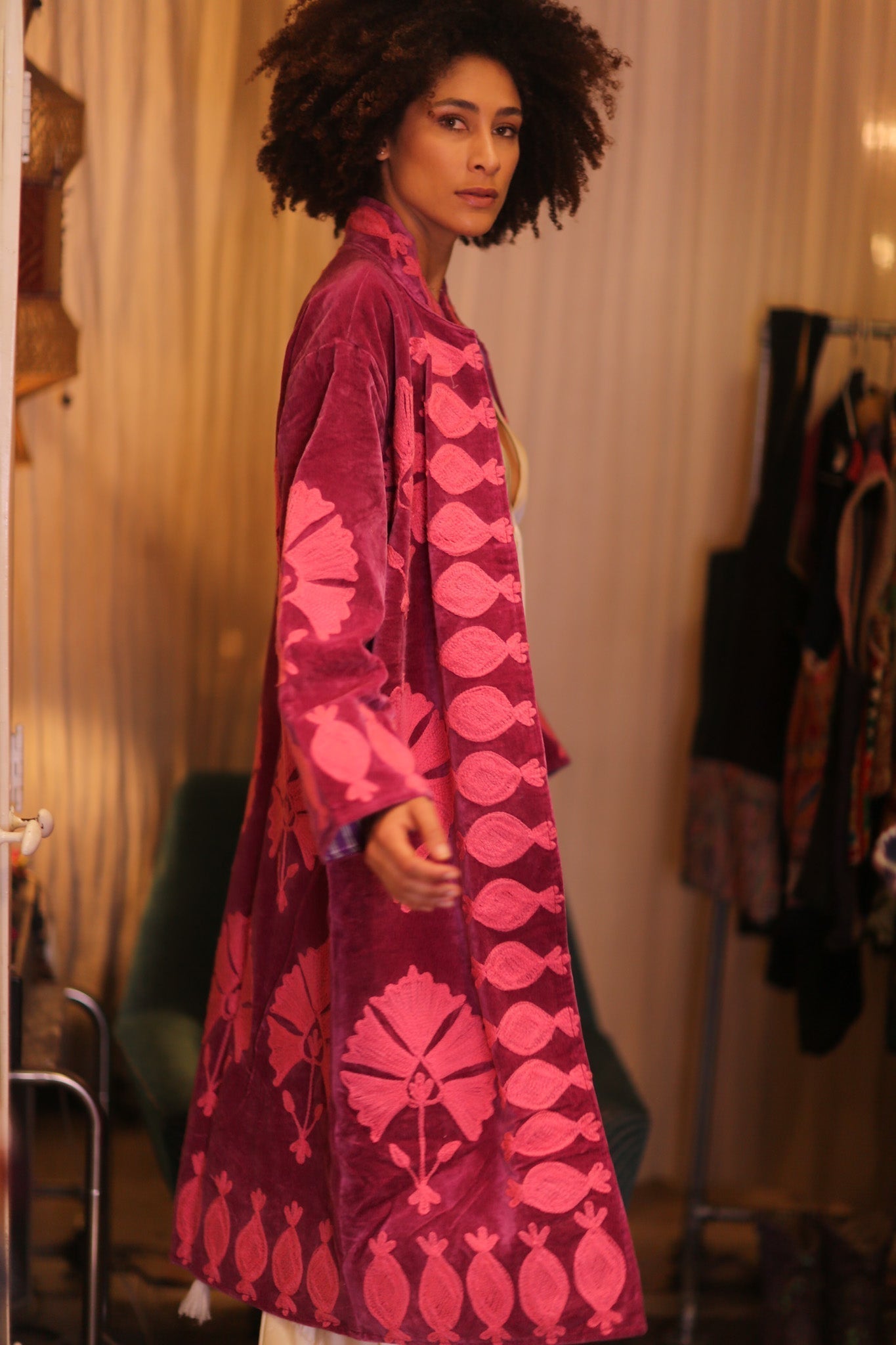 EMBROIDERED VELVET LONG COAT MISCHKA EMI - MOMO STUDIO BERLIN - Berlin Concept Store - sustainable & ethical fashion