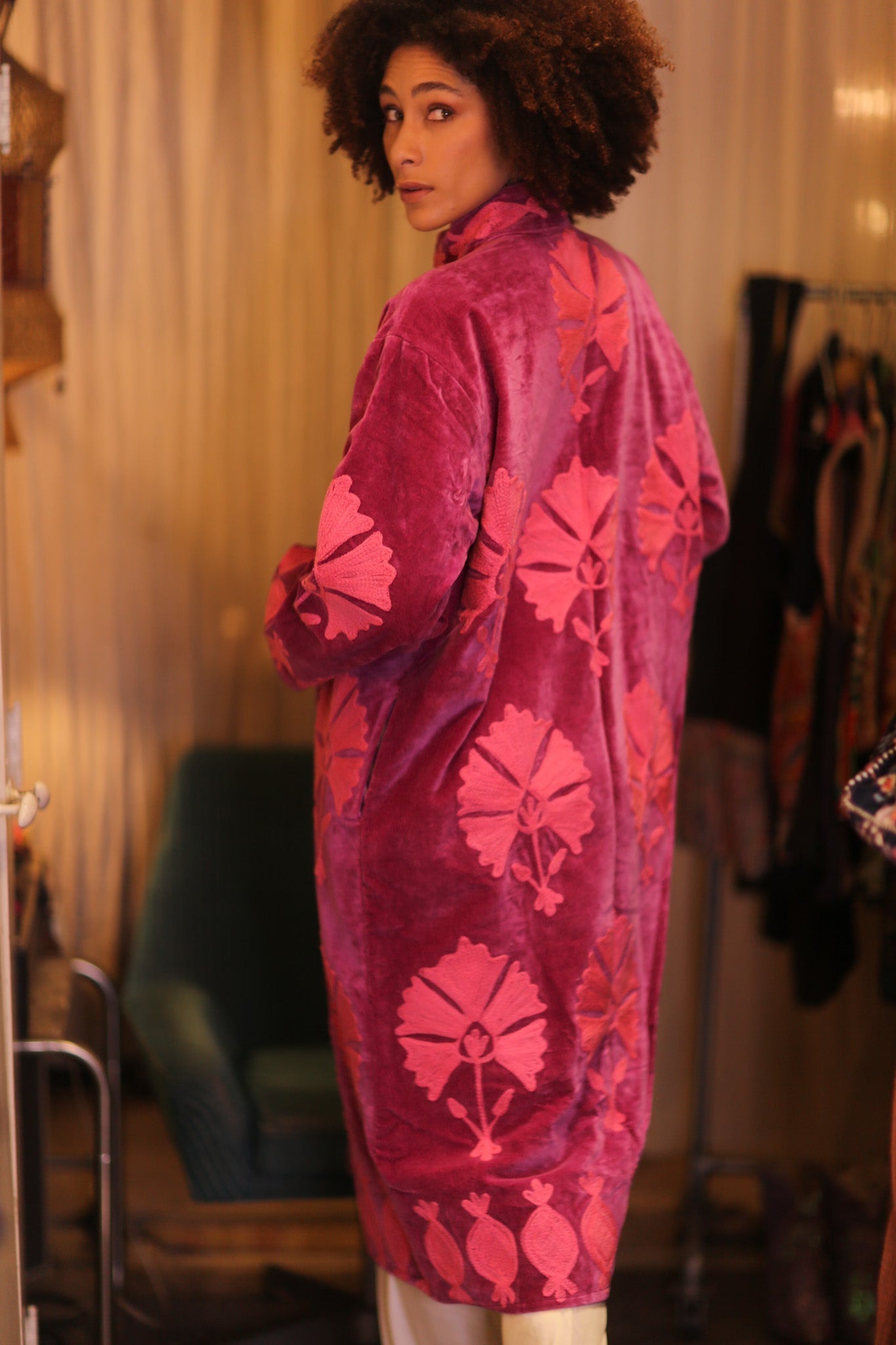 EMBROIDERED VELVET LONG COAT MISCHKA EMI - MOMO STUDIO BERLIN - Berlin Concept Store - sustainable & ethical fashion