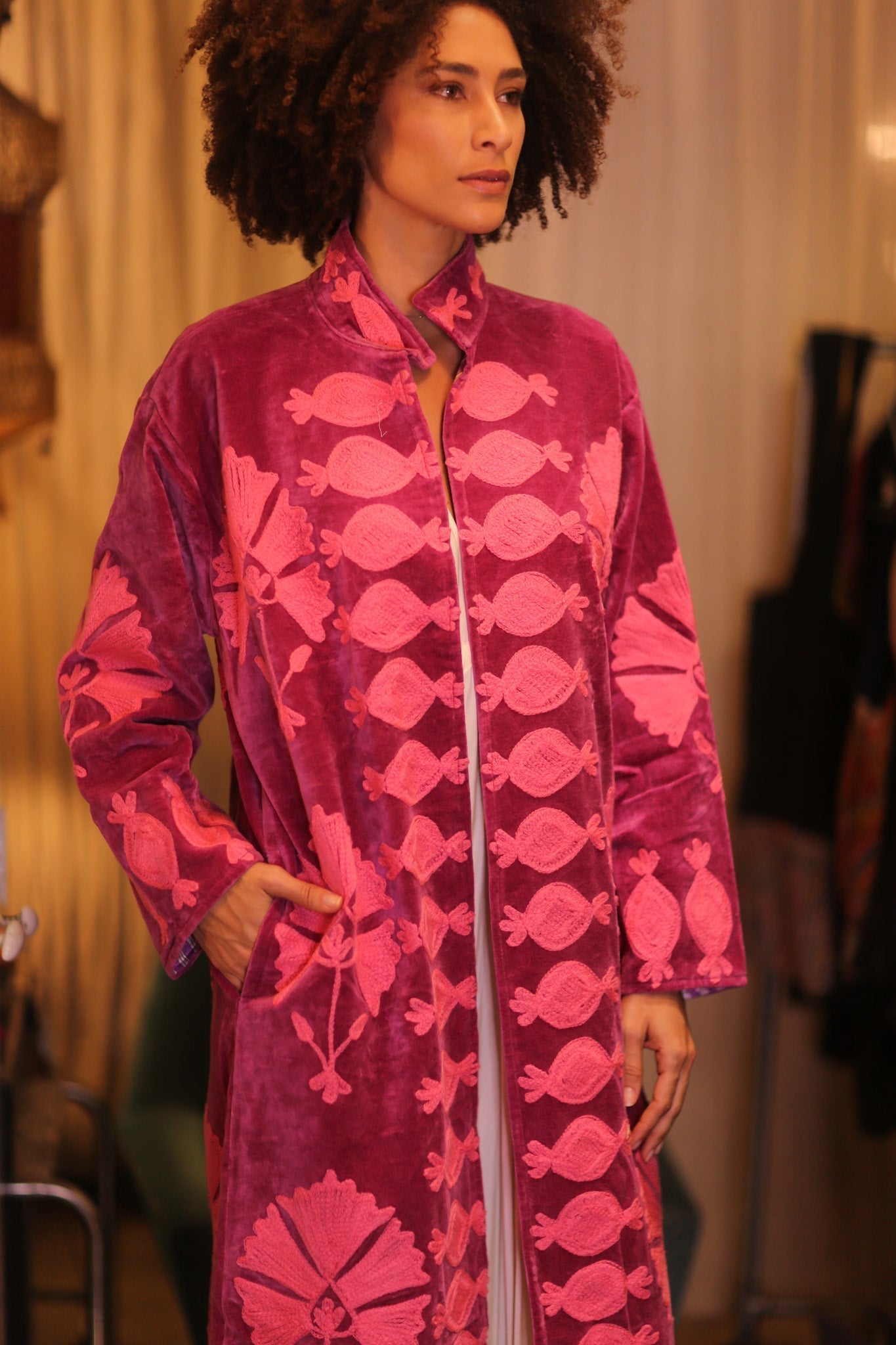 EMBROIDERED VELVET LONG COAT MISCHKA EMI - MOMO STUDIO BERLIN - Berlin Concept Store - sustainable & ethical fashion