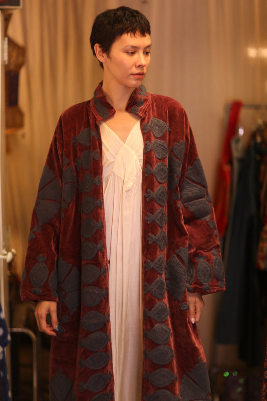 EMBROIDERED VELVET LONG COAT MISCHKA JIN - MOMO STUDIO BERLIN - Berlin Concept Store - sustainable & ethical fashion