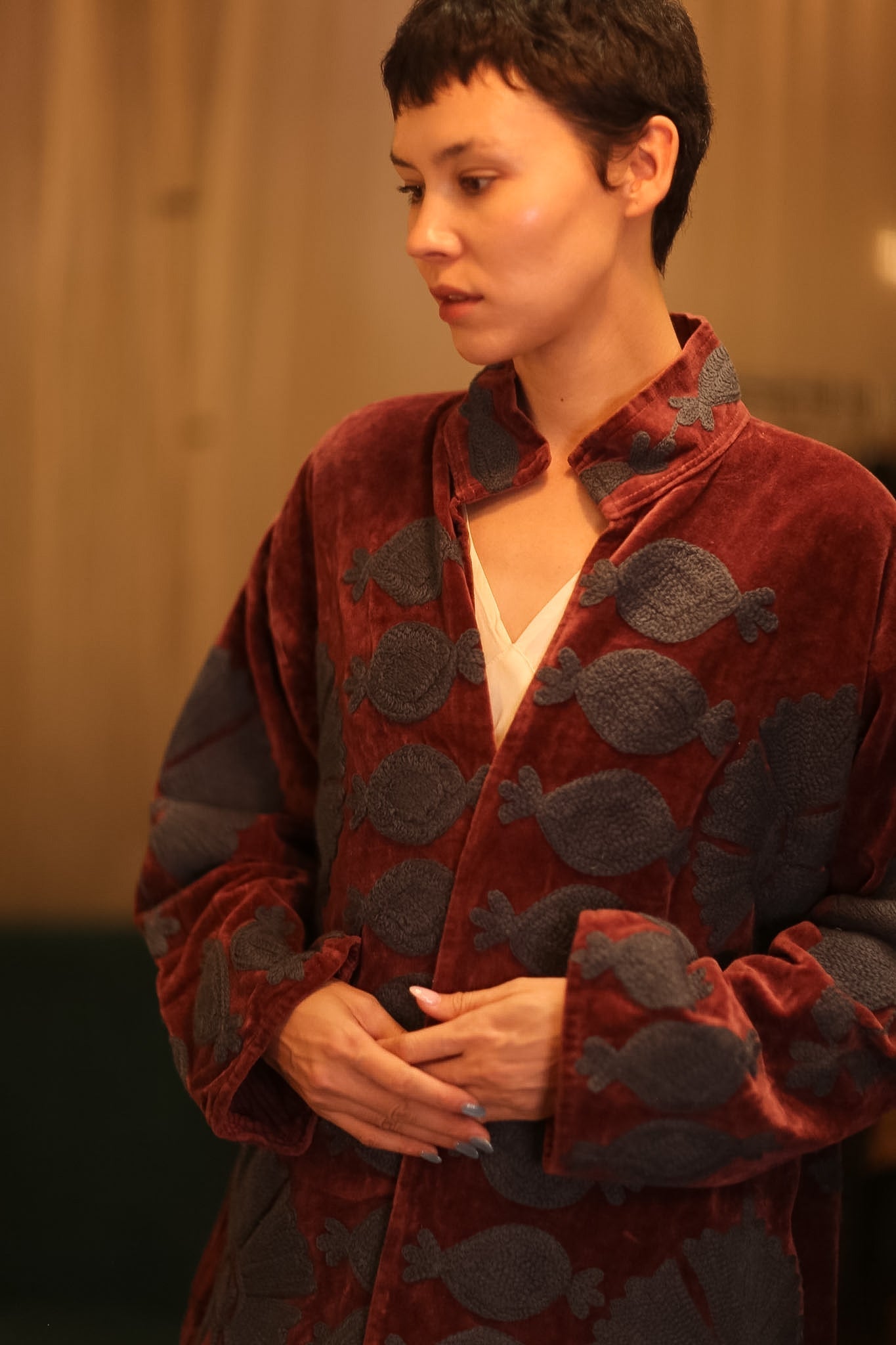 EMBROIDERED VELVET LONG COAT MISCHKA JIN - MOMO STUDIO BERLIN - Berlin Concept Store - sustainable & ethical fashion