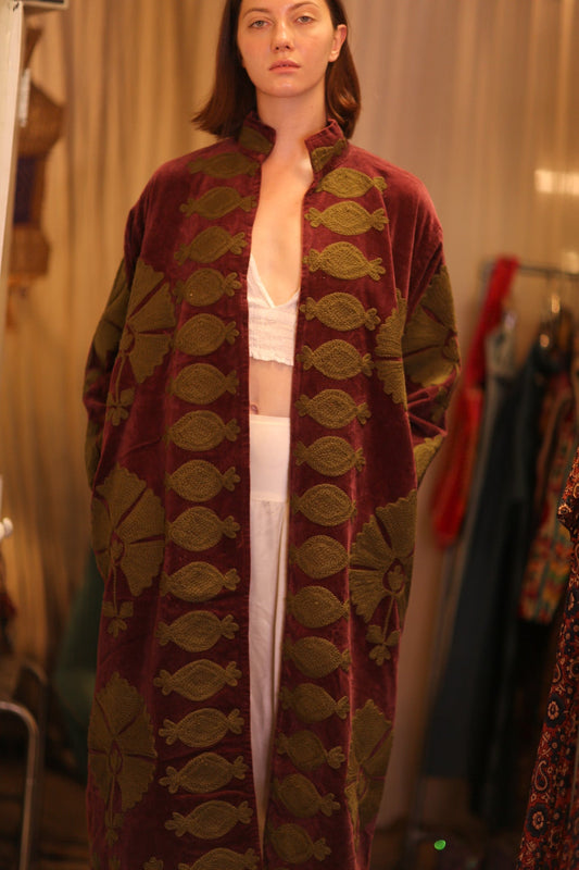 EMBROIDERED VELVET LONG COAT MISCHKA KHAING - MOMO STUDIO BERLIN - Berlin Concept Store - sustainable & ethical fashion