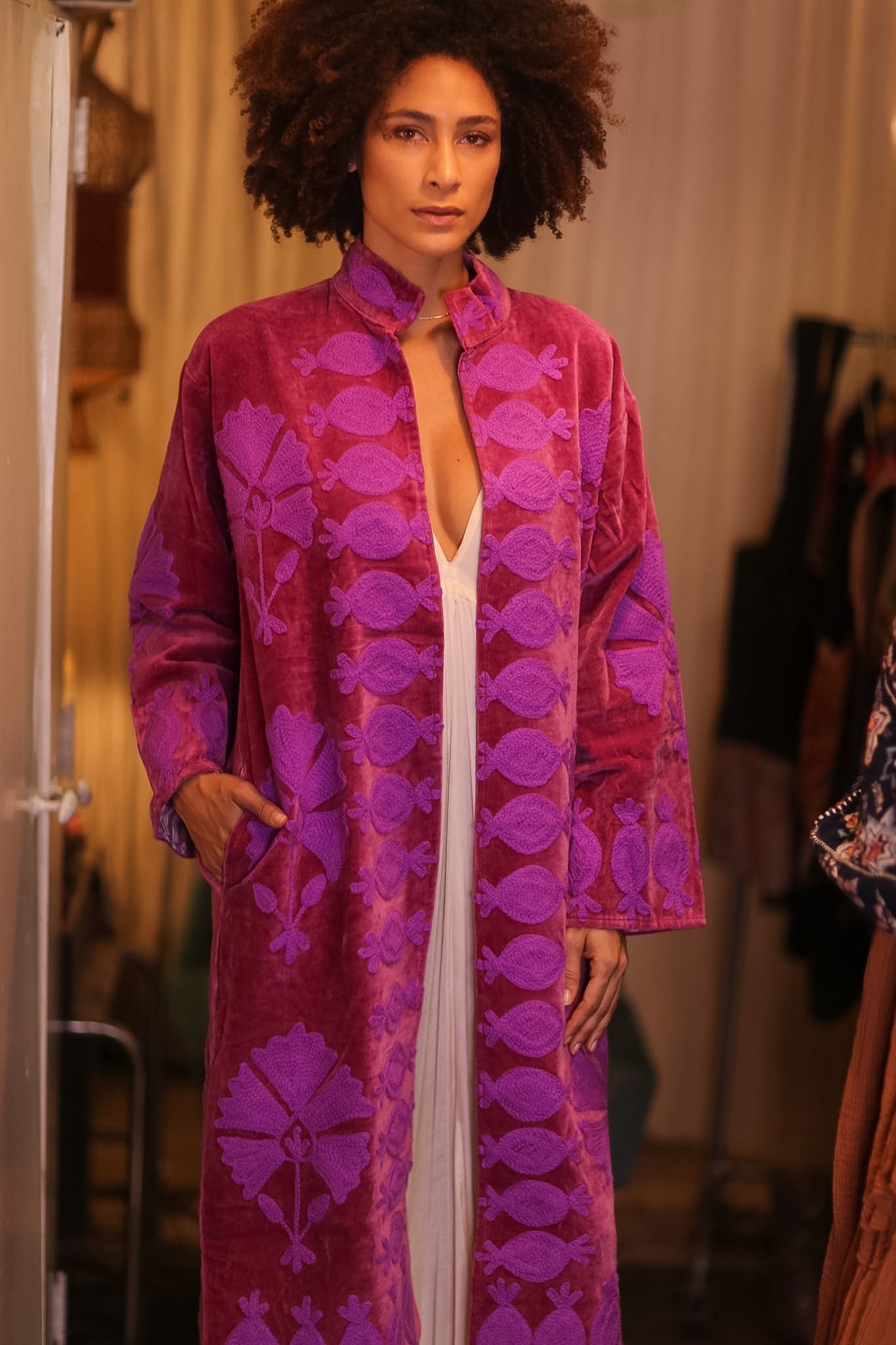 EMBROIDERED VELVET LONG COAT MISCHKA MAYA - MOMO STUDIO BERLIN - Berlin Concept Store - sustainable & ethical fashion