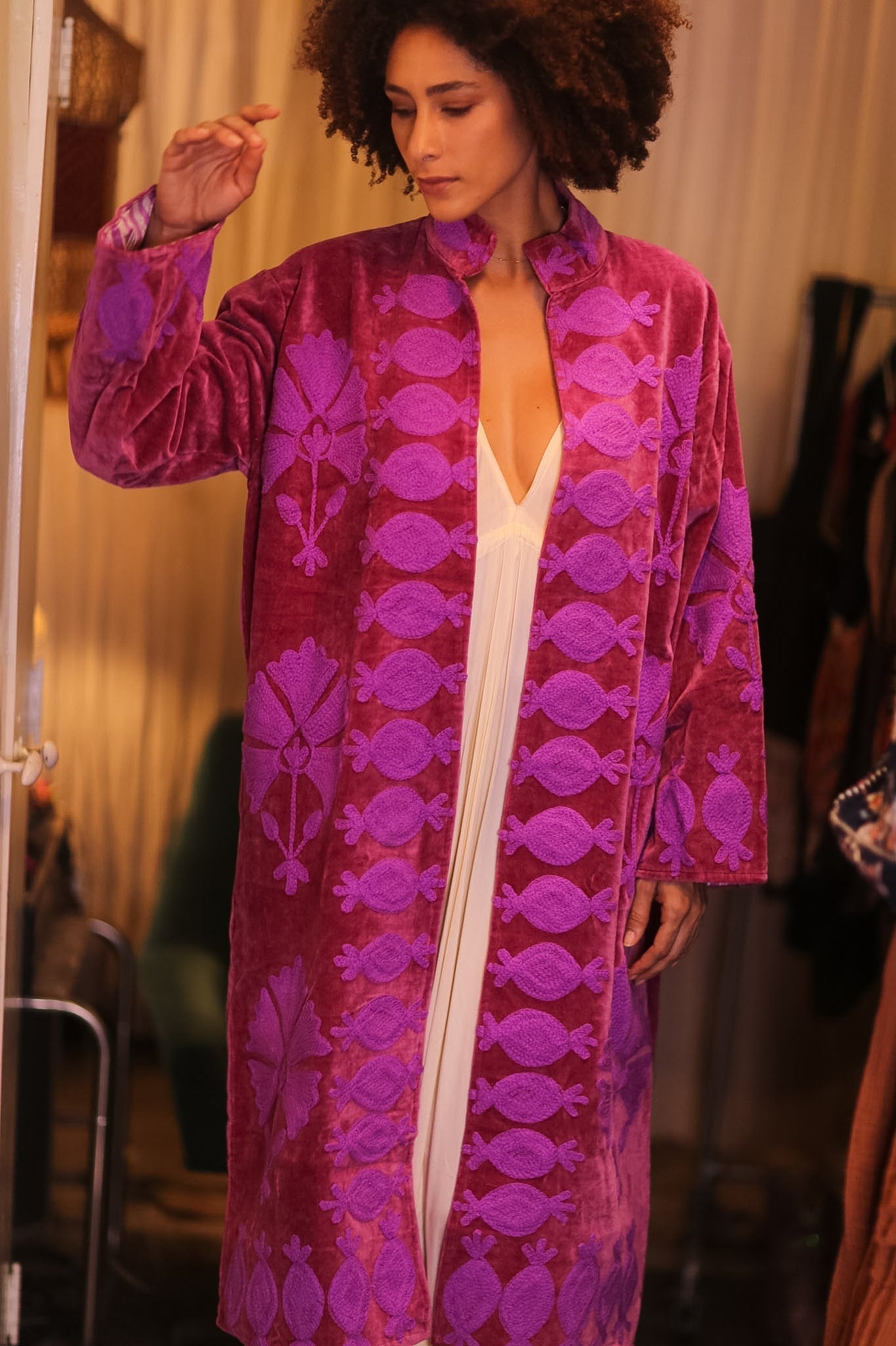 EMBROIDERED VELVET LONG COAT MISCHKA MAYA - MOMO STUDIO BERLIN - Berlin Concept Store - sustainable & ethical fashion