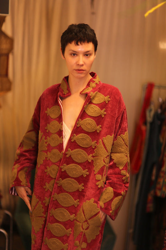 EMBROIDERED VELVET LONG JACKET MISCHKA NMIM - MOMO STUDIO BERLIN - Berlin Concept Store - sustainable & ethical fashion