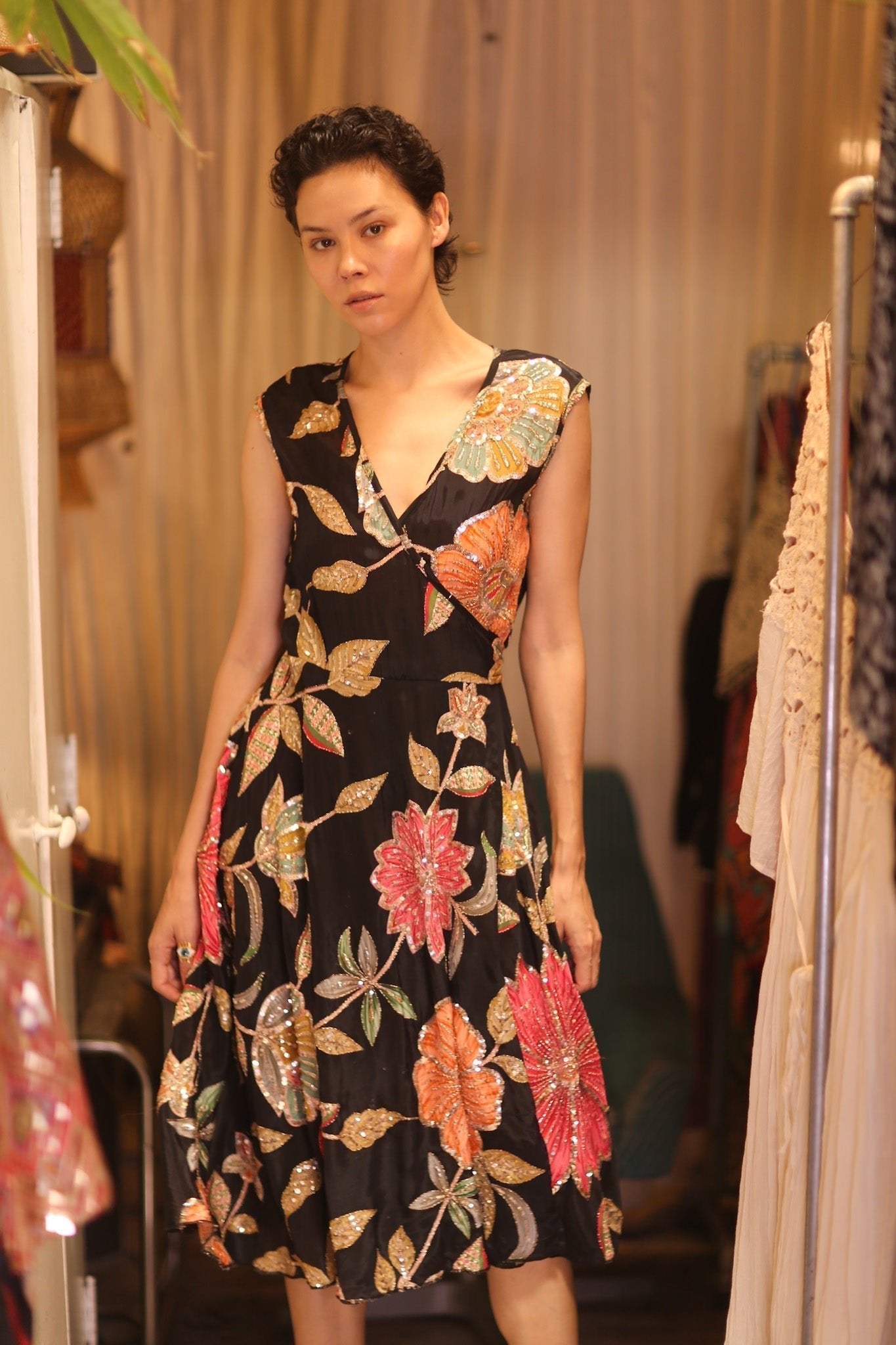 EMBROIDERED WARP SILK DRESS GABRIELE SHONE - MOMO STUDIO BERLIN - Berlin Concept Store - sustainable & ethical fashion