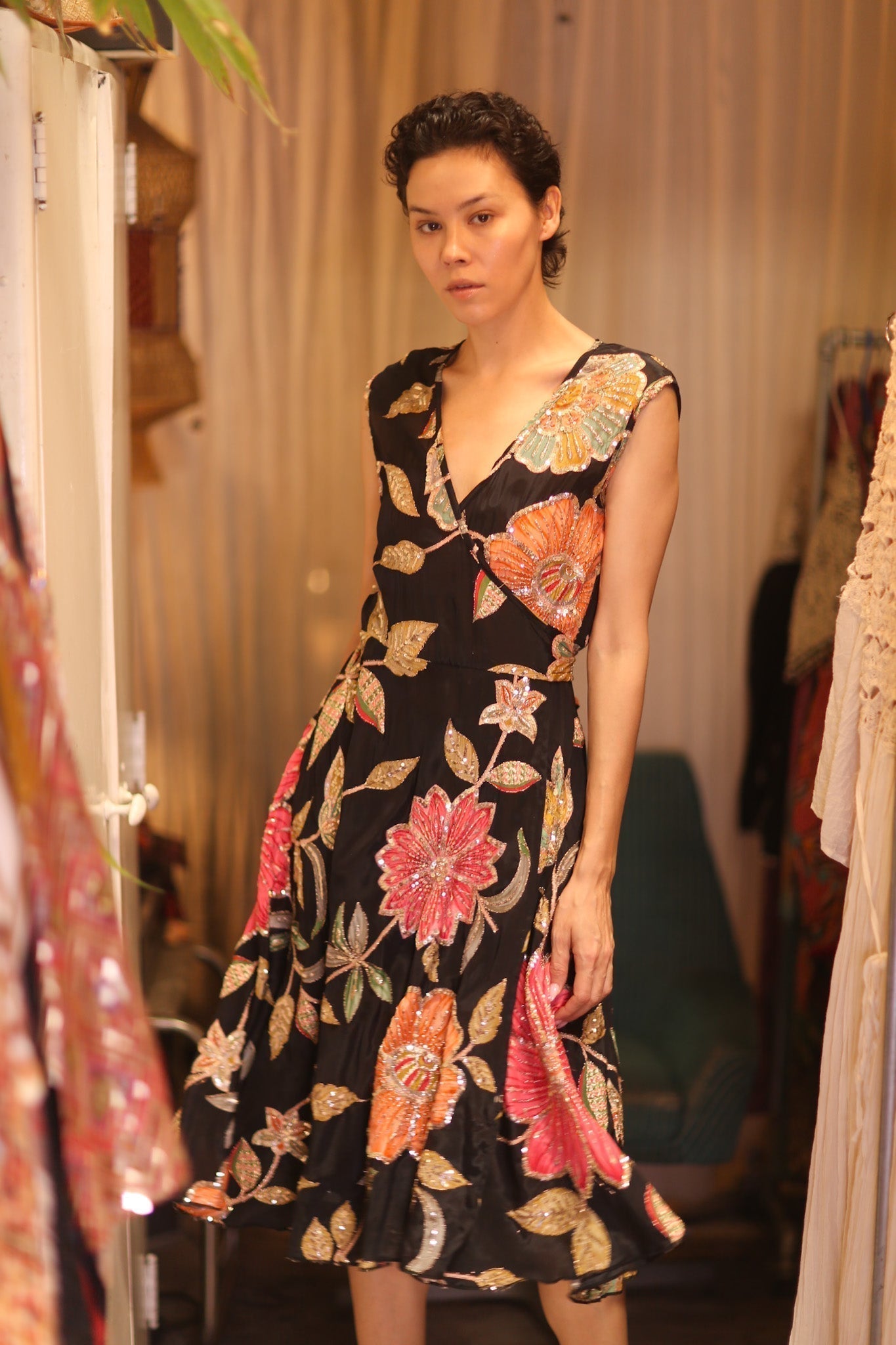 EMBROIDERED WARP SILK DRESS GABRIELE SHONE - MOMO STUDIO BERLIN - Berlin Concept Store - sustainable & ethical fashion