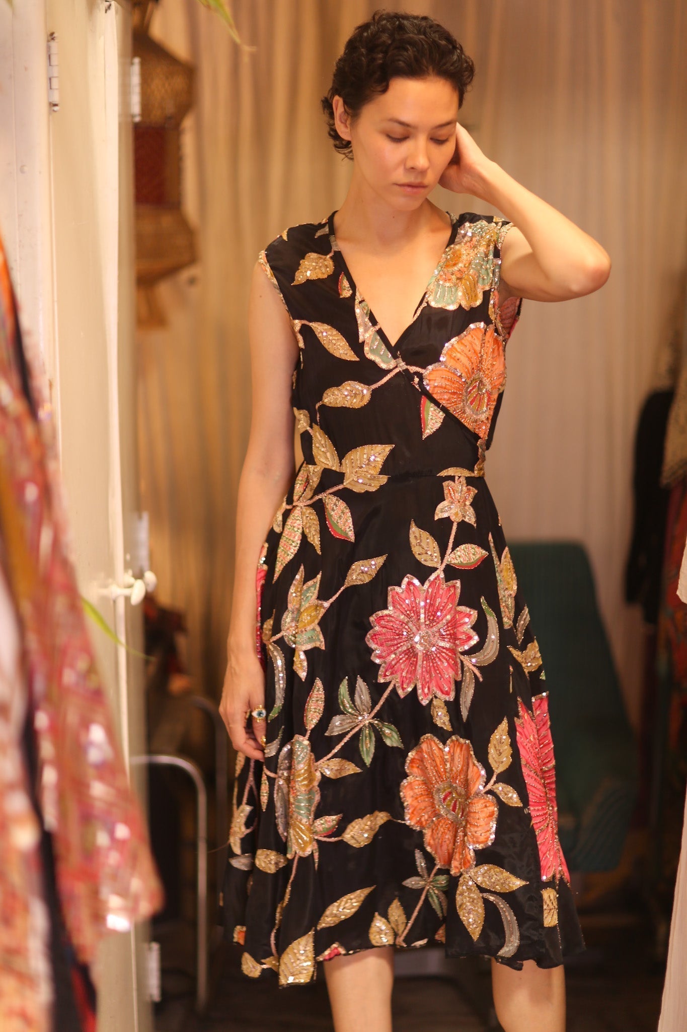 EMBROIDERED WARP SILK DRESS GABRIELE SHONE - MOMO STUDIO BERLIN - Berlin Concept Store - sustainable & ethical fashion