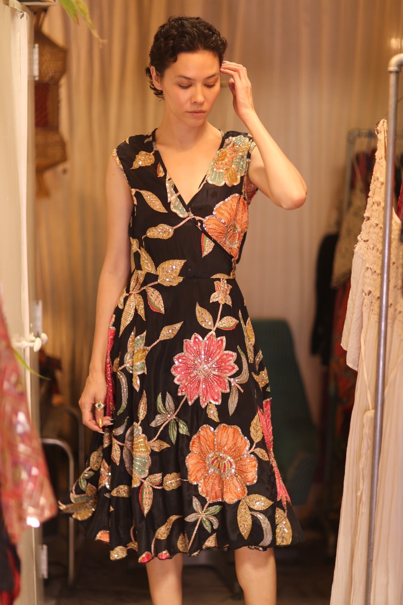 EMBROIDERED WARP SILK DRESS GABRIELE SHONE - MOMO STUDIO BERLIN - Berlin Concept Store - sustainable & ethical fashion