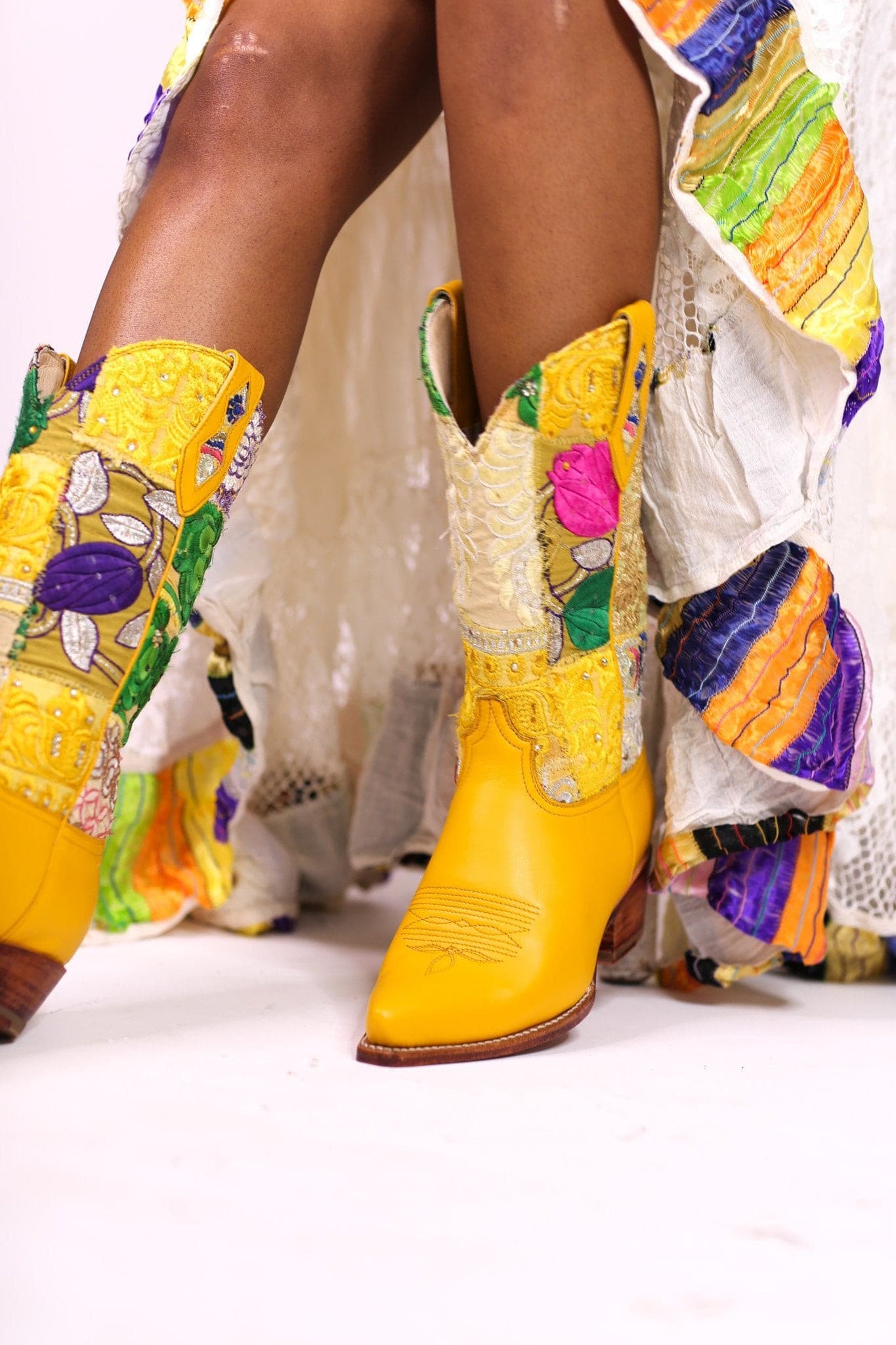 EMBROIDERED WESTERN BOOTS MARLA YELLOW - MOMO STUDIO BERLIN - Berlin Concept Store - sustainable & ethical fashion