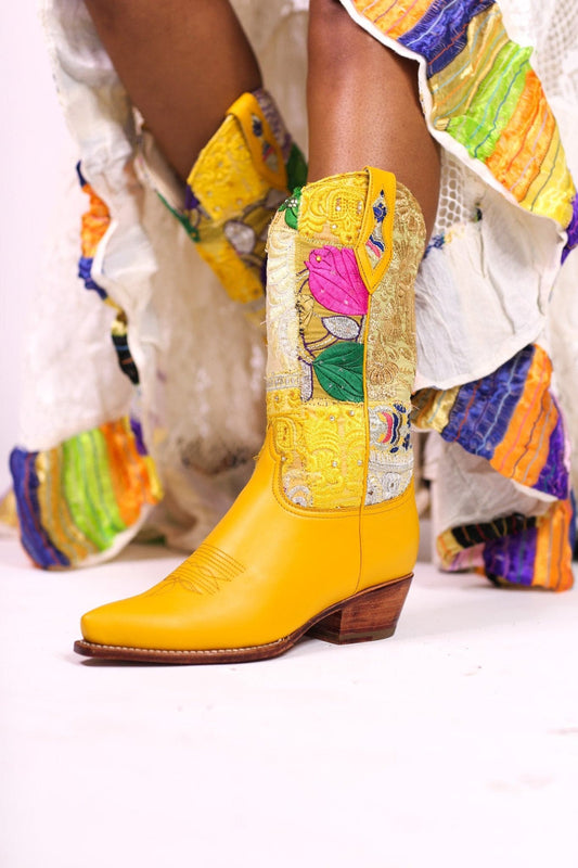 EMBROIDERED WESTERN BOOTS MARLA YELLOW - MOMO STUDIO BERLIN - Berlin Concept Store - sustainable & ethical fashion