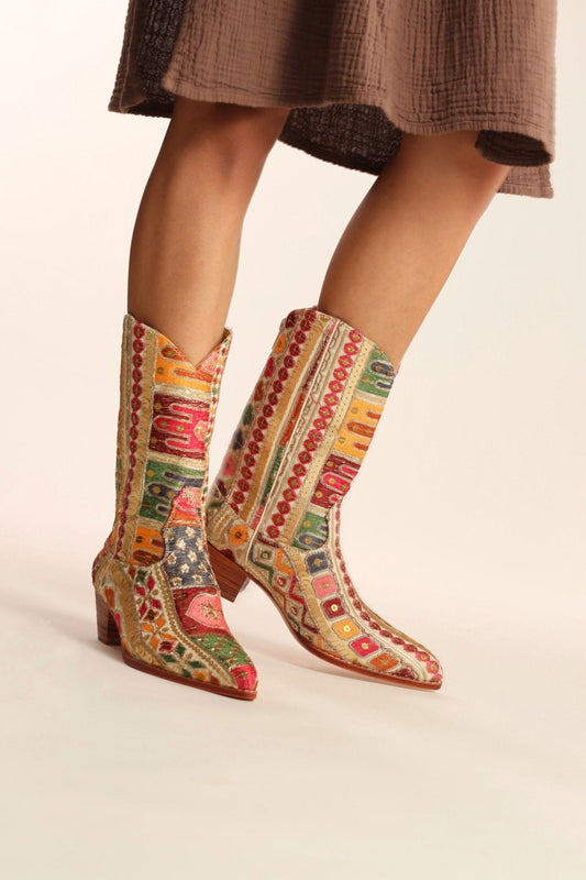 EMBROIDERED WESTERN BOOTS SILK LAFATA - MOMO STUDIO BERLIN - Berlin Concept Store - sustainable & ethical fashion
